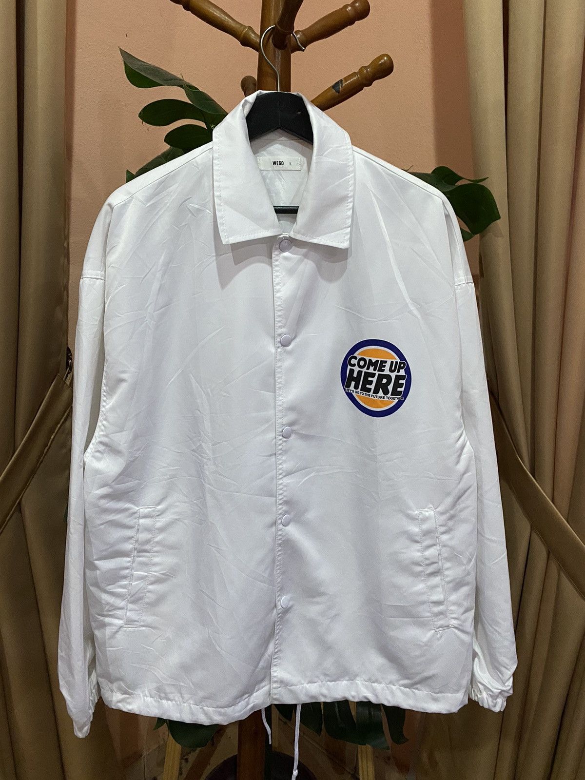 Japanese Brand WEGO “Come Up Here” Jacket Modern Casual White Coach Jacket Size US L / EU 52-54 / 3 - 7 Thumbnail