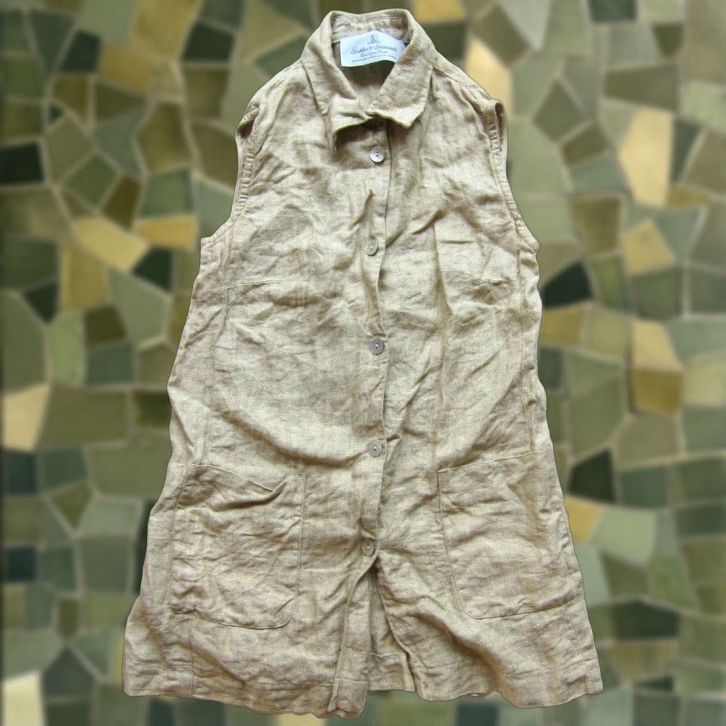 Vintage VINTAGE Suttles & Seawinds Vicki Lynn Bardon 100% Linen Sleeveless Tunic Blouse S/P Size S / US 4 / IT 40 - 1 Thumbnail