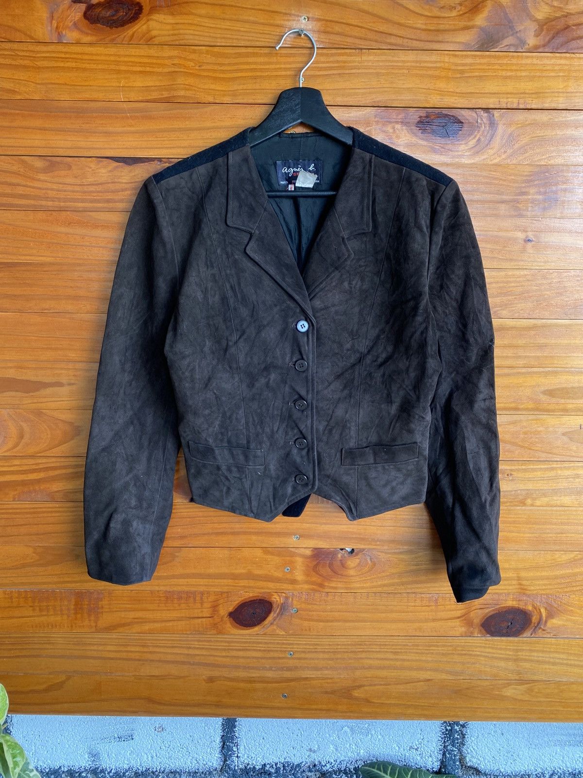 agnes b. Vintage Agnès b. Special Suede Wool Cropped Designer Jacket Size S / US 4 / IT 40 - 3 Thumbnail