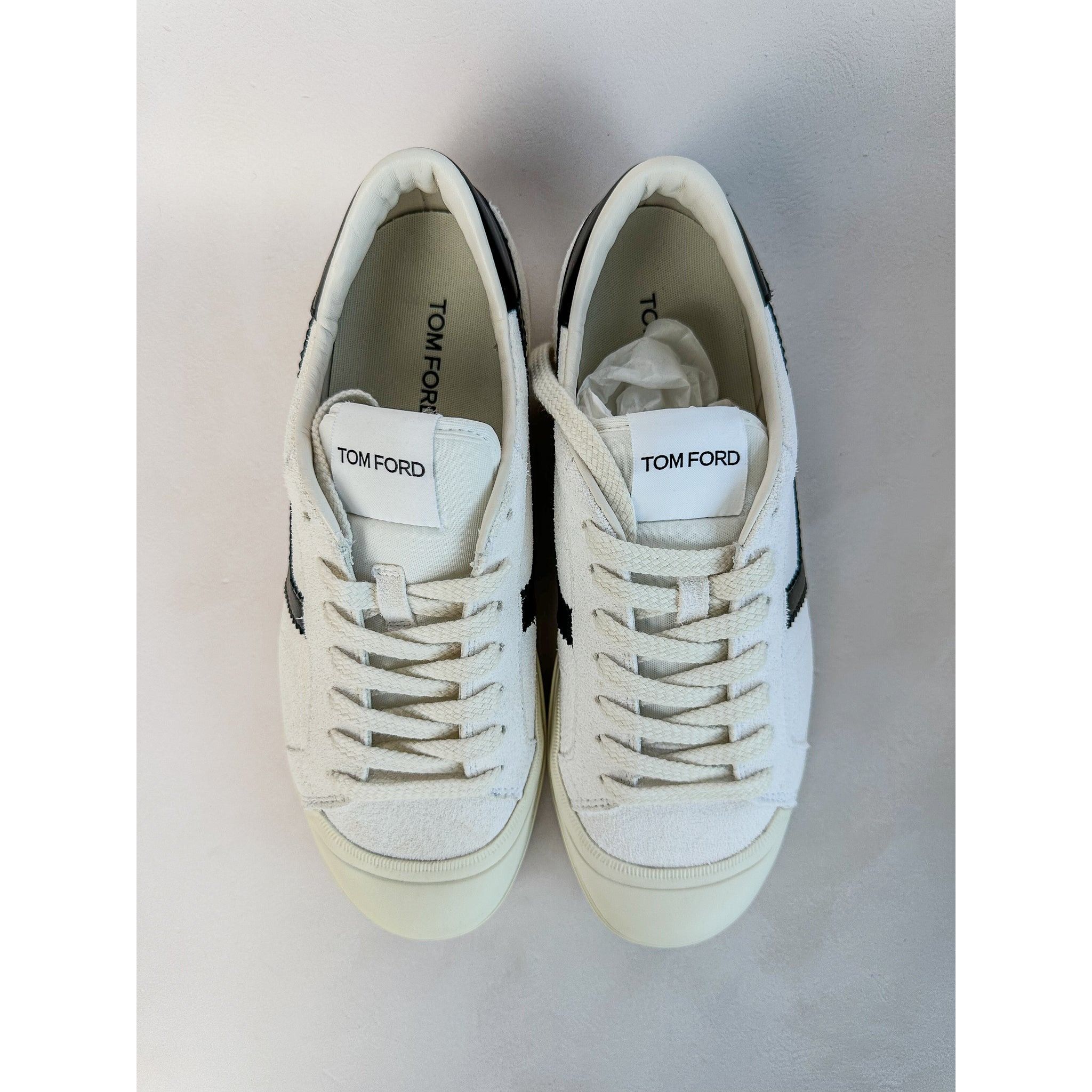 Tom Ford Tom Ford White Cambridge Suede Low Top Sneakers Size US 7 / IT 37 - 4 Thumbnail