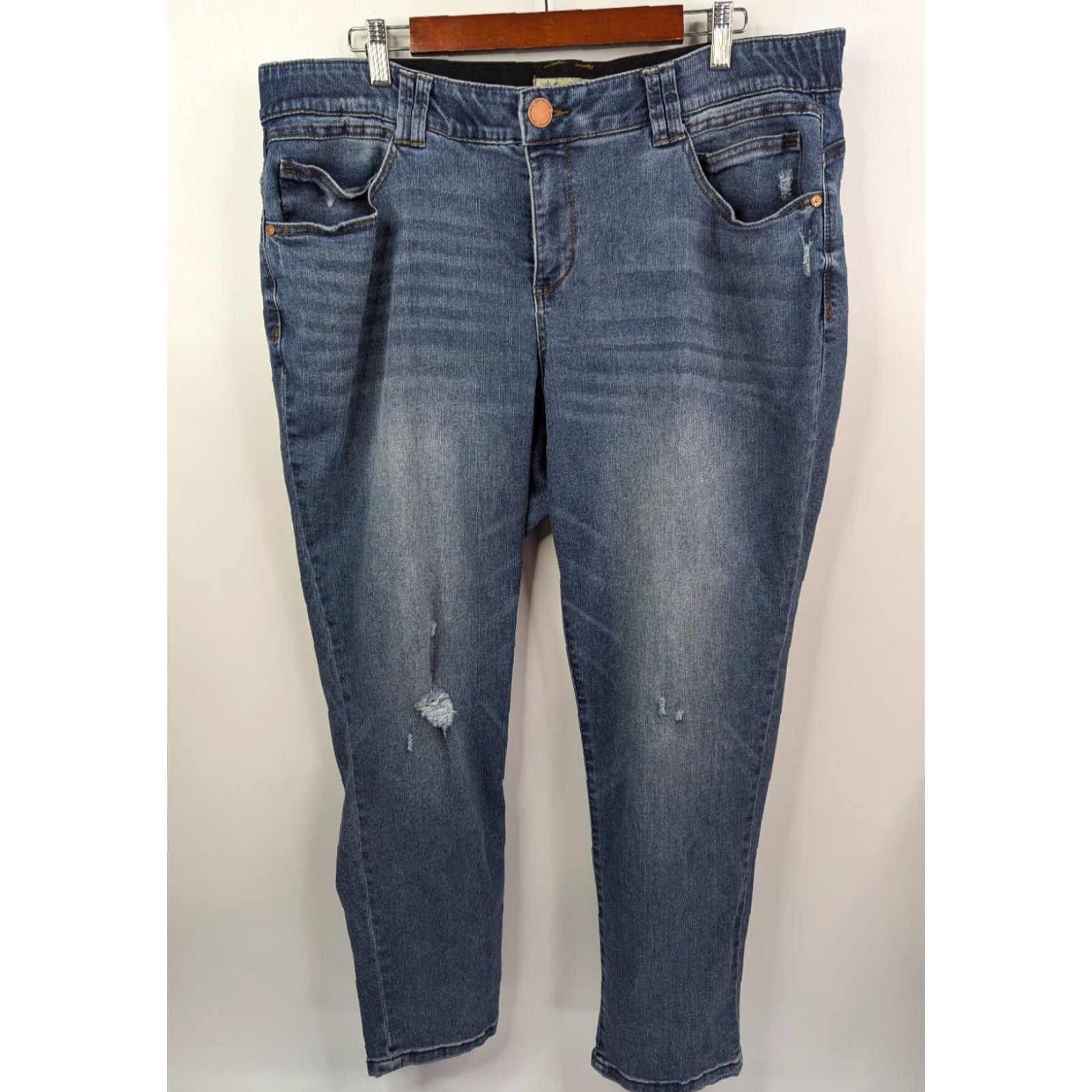 Vintage Democracy Slimming Jeans Skinny High Rise 20W Blue Denim Jeans Women Distressed Size 42" / US 20 - 2 Thumbnail