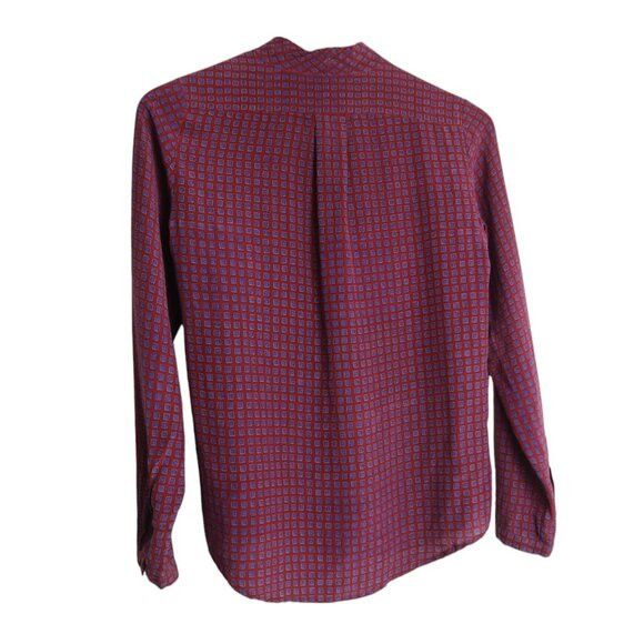 Club Monaco Club Monaco Silk Geometric Patterned Tie Long Sleeve Blouse Size XS / US 0-2 / IT 36-38 - 3 Thumbnail