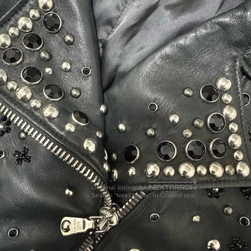 Miu Miu Miu Miu Black Embroidered Leather Jacket . Size M / US 6-8 / IT 42-44 - 5 Thumbnail