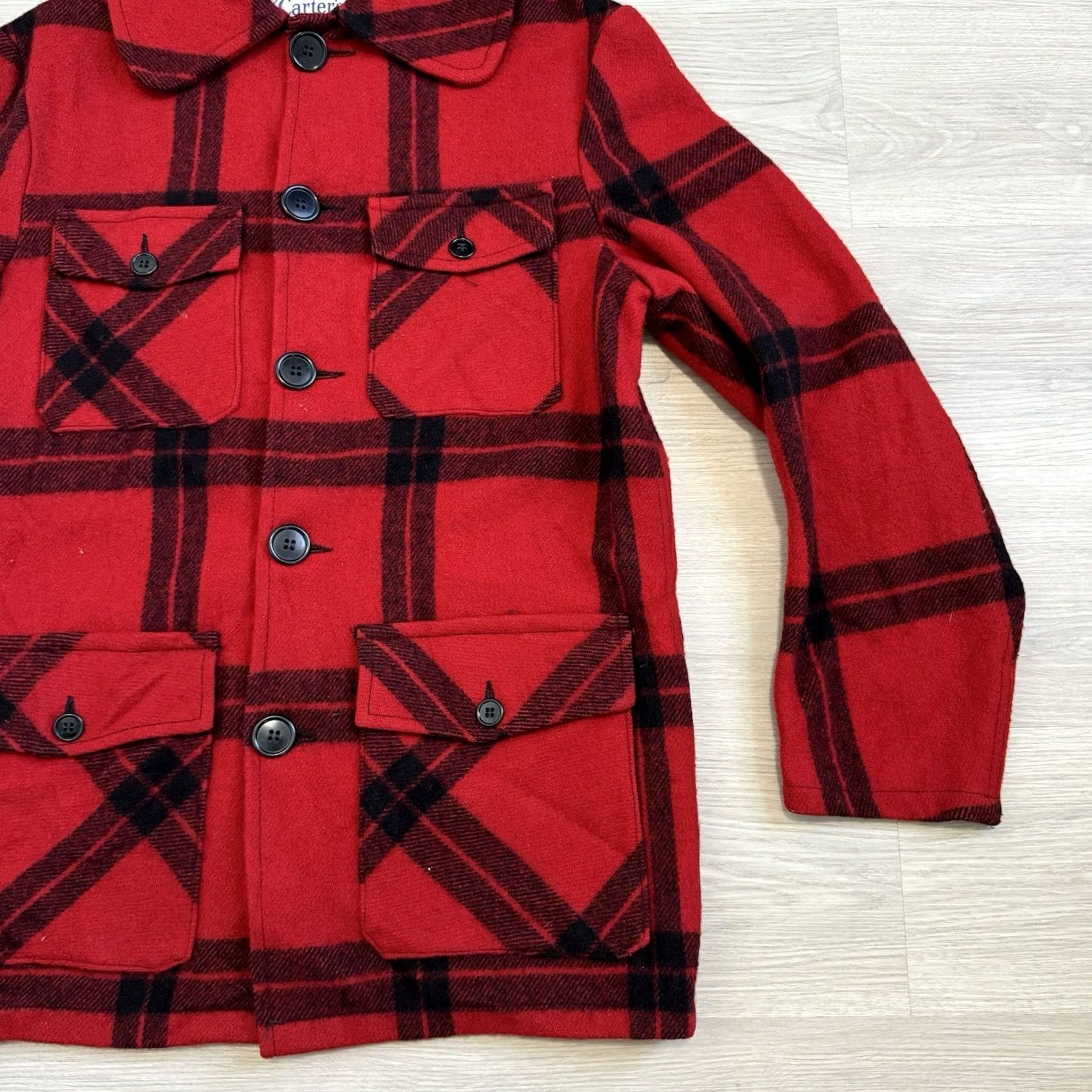 Vintage VINTAGE Carter’s Jacket Men’s Red Wool Hunting Plaid 50s 60s Buffalo Pit to Pit 21x33 Mid-Length Button Casual Workwear Woolrich Woolen Mills Mens Size US XXL / EU 58 / 5 - 3 Thumbnail