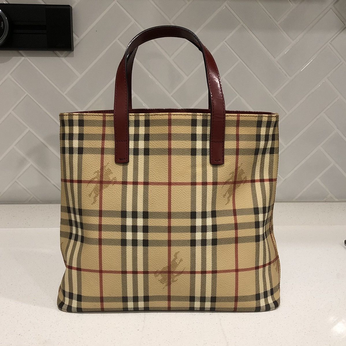 Burberry BURBERRY Nova Check Tote Bag PVC Leather Beige Auth T-03-01 Size ONE SIZE - 7 Thumbnail