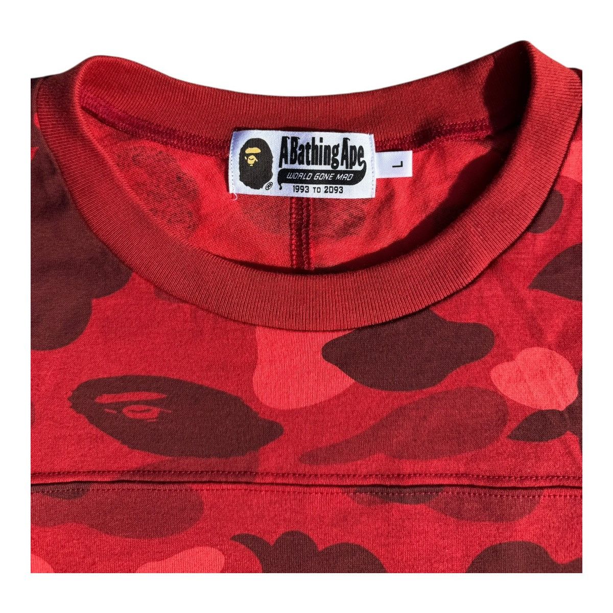 Bape BAPE Red Camo Long Sleeve Tee Lightning Bolt Sleeve Size L Size US L / EU 52-54 / 3 - 4 Thumbnail