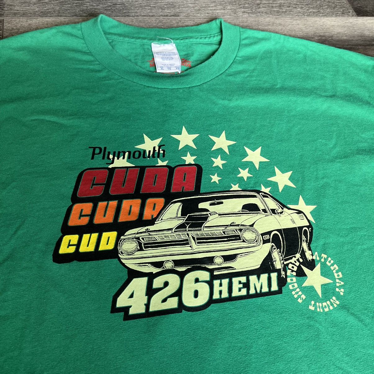 Chrysler × Vintage Vintage 2000s Plymouth Cuda 426 Hemi Motorbrands Graphic Tee Size US XL / EU 56 / 4 - 1 Thumbnail