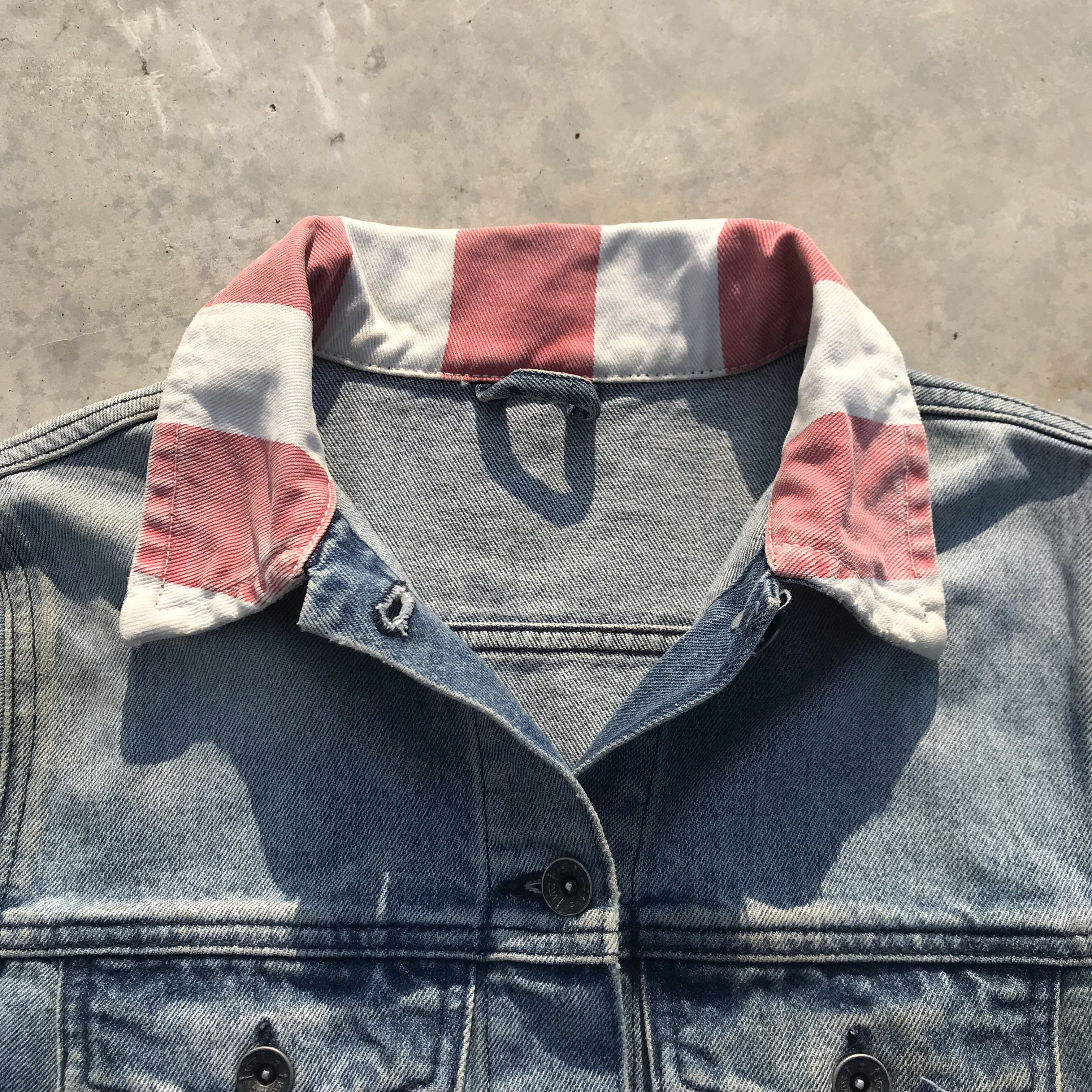 Vans Vintage Vans Trucker jacket blue grey jeans Colar Stripes Size US M / EU 48-50 / 2 - 4 Thumbnail