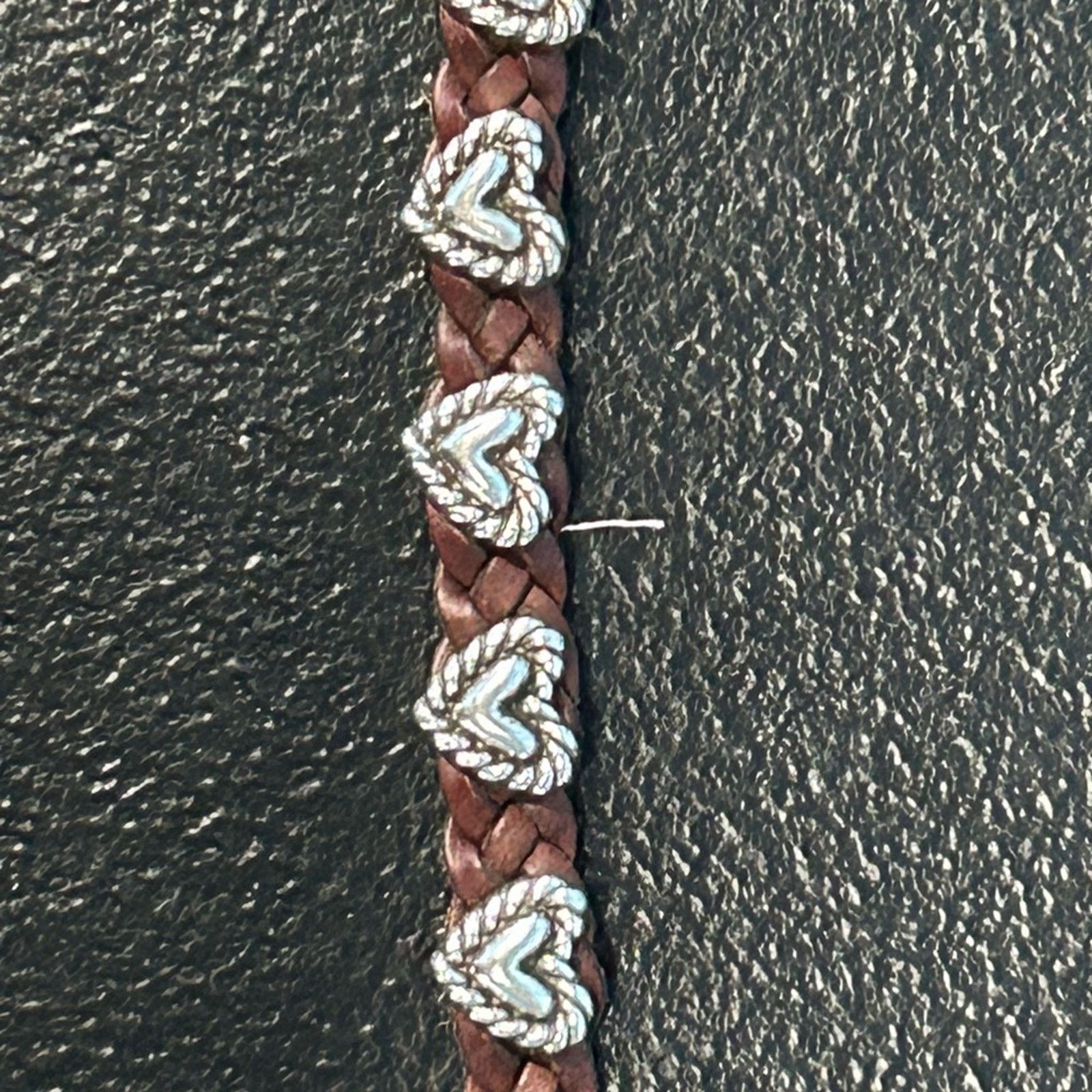 Brighton Brighton Heart Braid Bandit Leather Silver Buckle Bracelet Size ONE SIZE - 7 Thumbnail