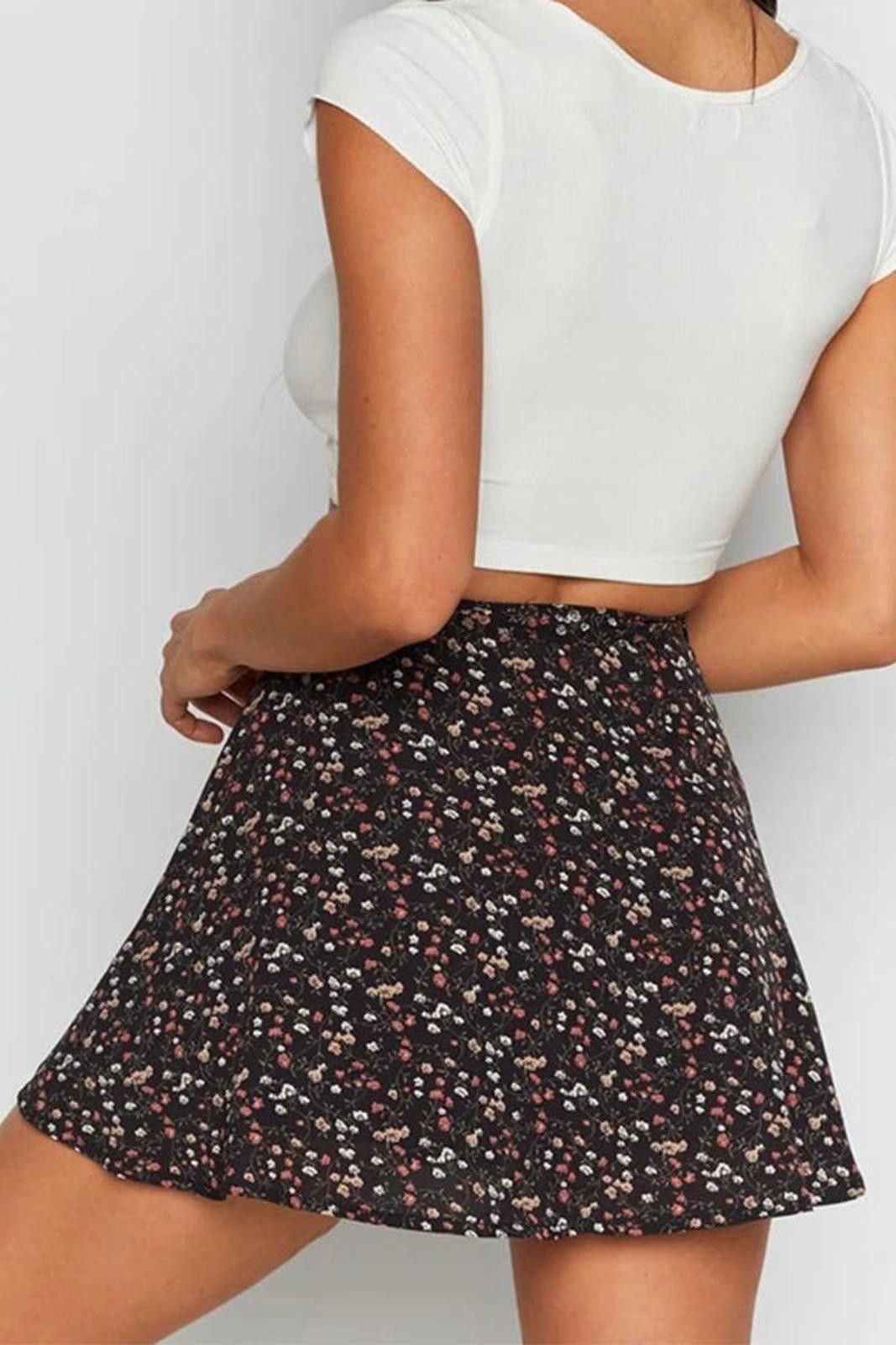 Other SUMMER HIGH WAISTED CHIFFON FLORAL MINI SKIRT Size 32" / US 10 / IT 46 - 2 Thumbnail