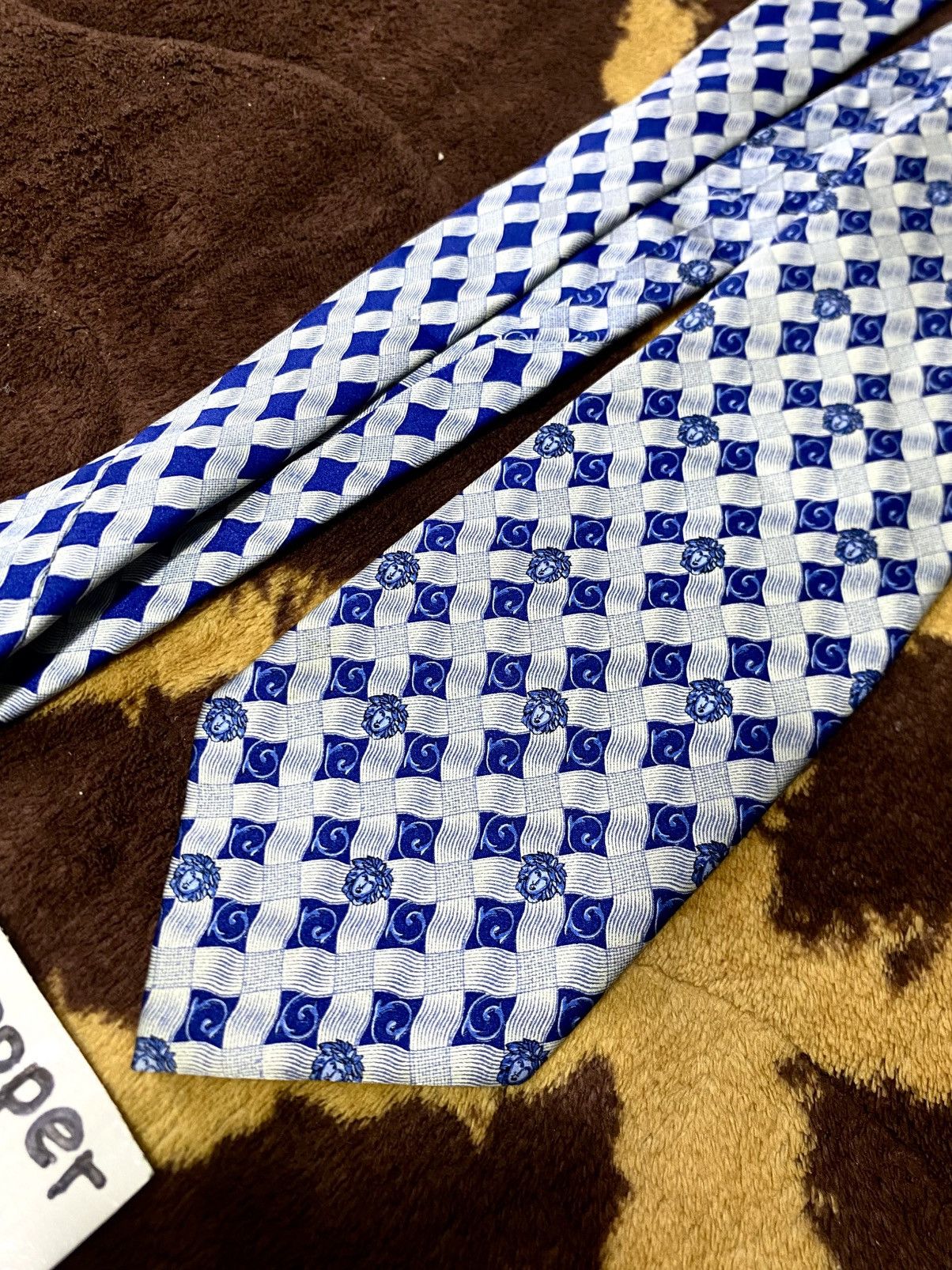 Versace Gianni Versace Medusa Logo Blue Silk Tie Luxury Italy Size ONE SIZE - 2 Thumbnail