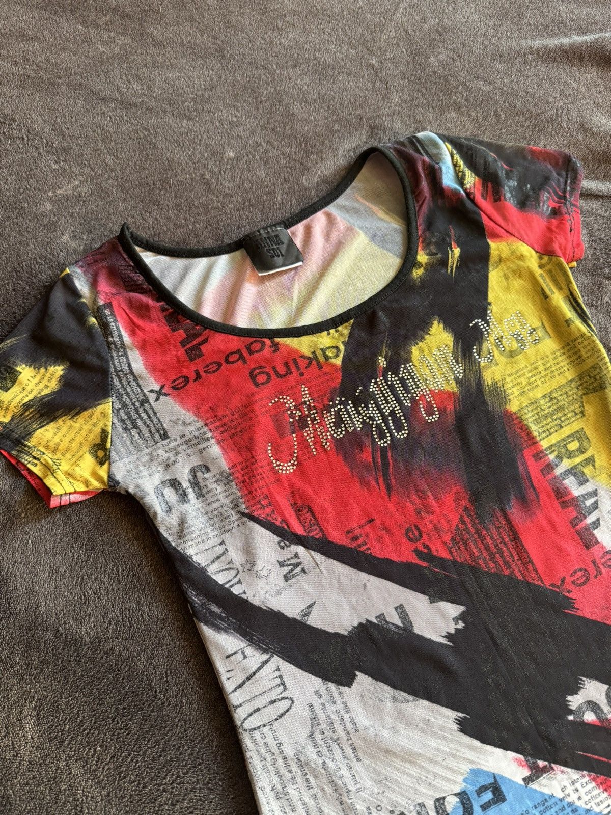 Anna Sui Anna Sui Mesh print short sleeve avant-garde y2k tattoo Size M / US 6-8 / IT 42-44 - 2 Thumbnail