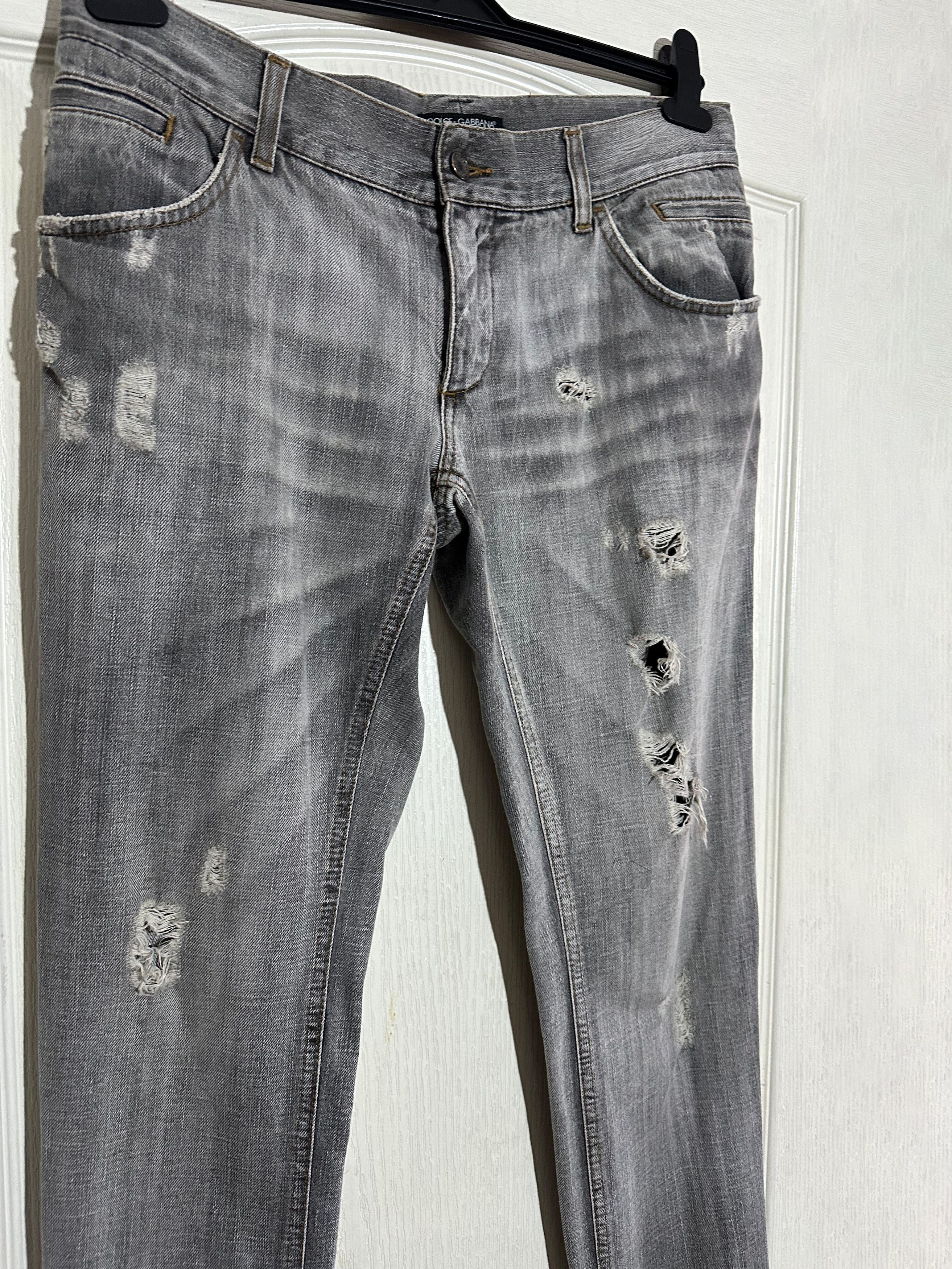 Dolce & Gabbana Dolce & Gabbana D&G Men’s Grey Distressed Ripped Jeans Size US 34 / EU 50 - 2 Thumbnail