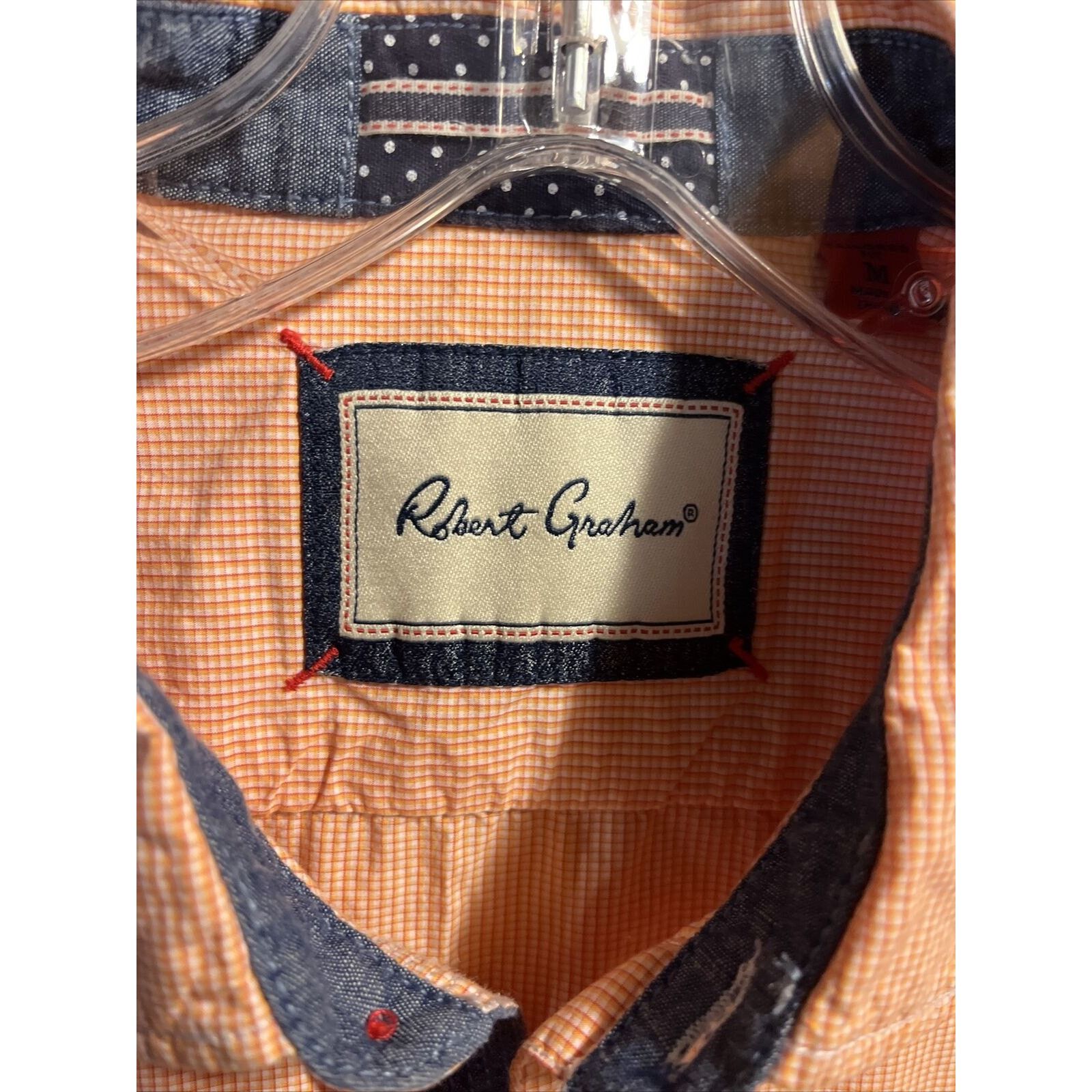 Robert Graham Robert Graham Men’s M Orange Check LS Button Up Cotton Shirt Size US M / EU 48-50 / 2 - 2 Thumbnail