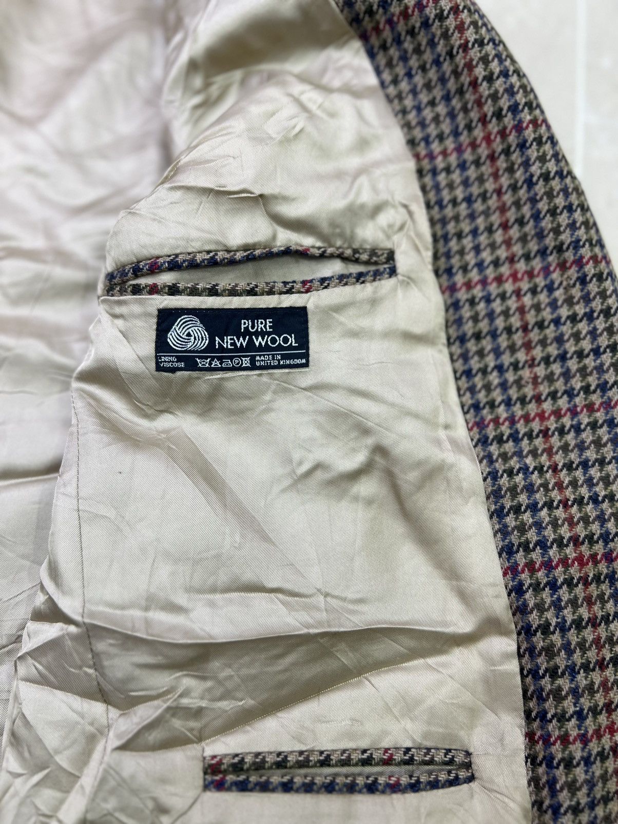 Other Vintage British Pure New Wool Houndstooth Tweed Blazer Size 50R - 6 Thumbnail