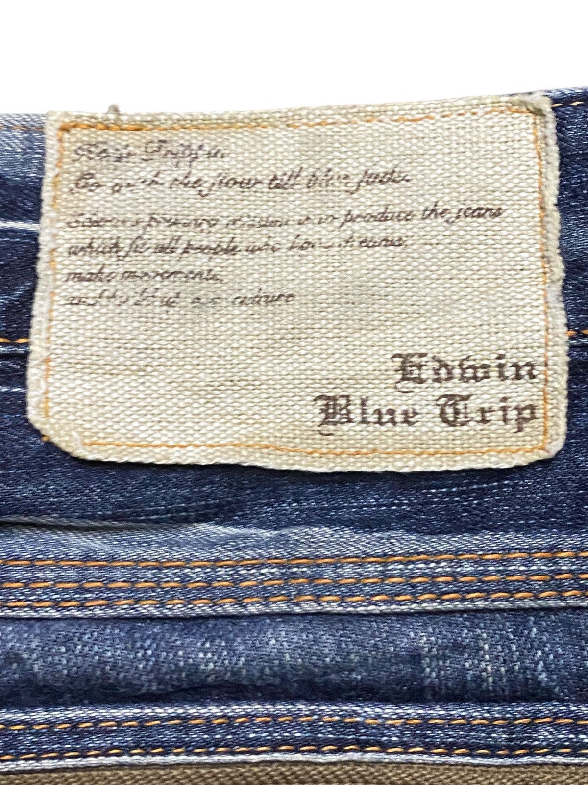 Japanese Brand Vintage Edwin Blue Trip Faded Wash Distressed Baggy Jeans Size US 34 / EU 50 - 15 Thumbnail