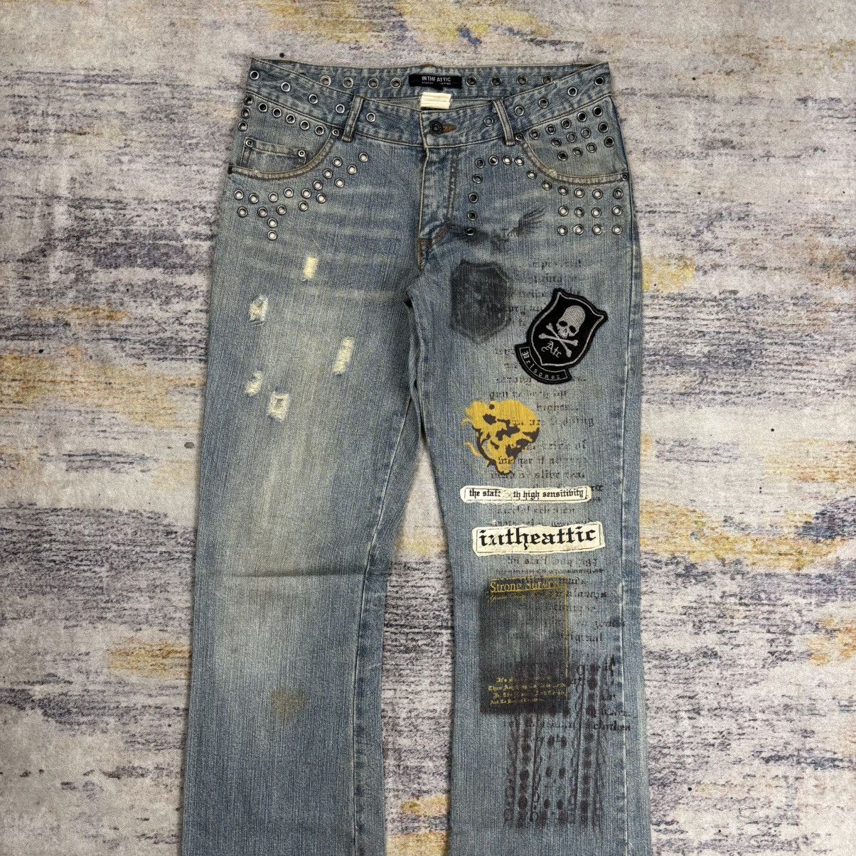 In The Attic In the attic patches crust punk flared jeans vkei style Size US 31 - 4 Thumbnail