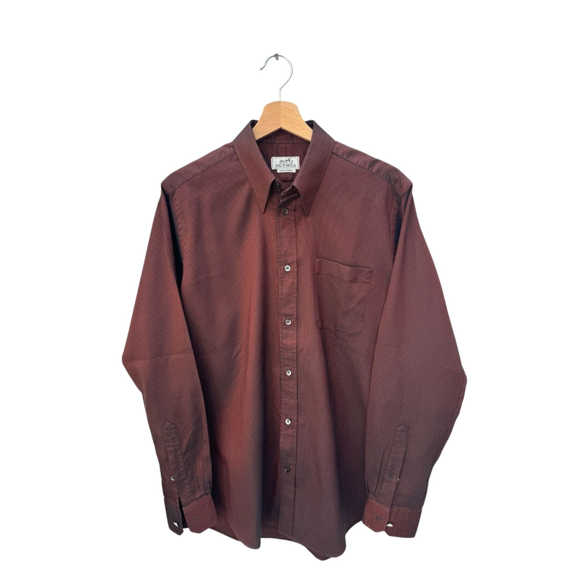 Hermes Vintage Red Lamé Striped Shirt Size M / US 6-8 / IT 42-44 - 1 Thumbnail