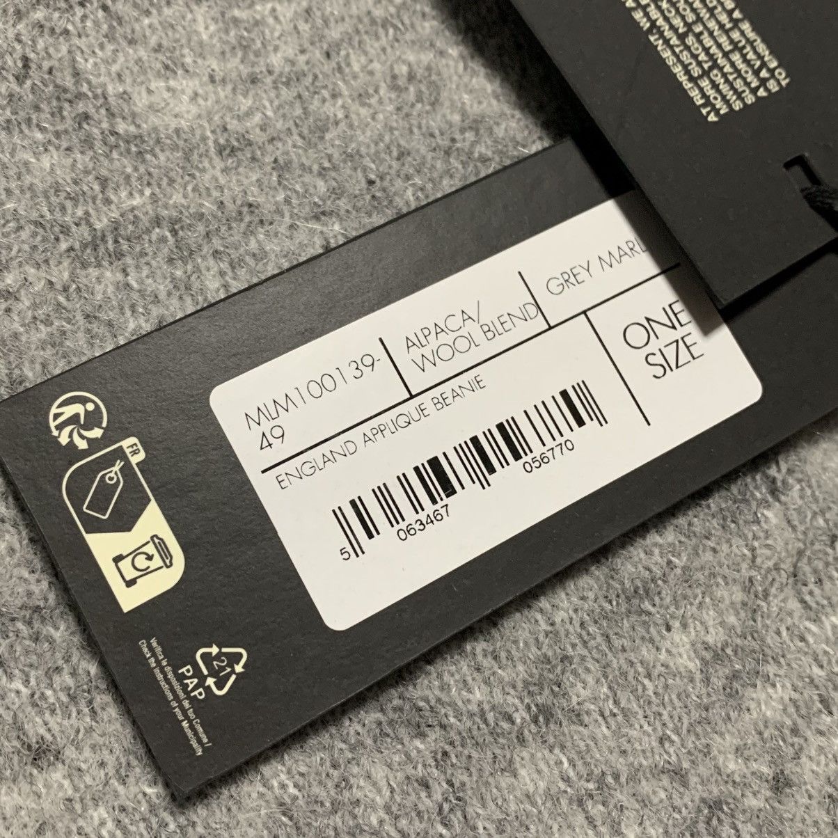 Represent Clo. Represent Beanie England Applique Grey Marl Hat Size ONE SIZE - 4 Thumbnail