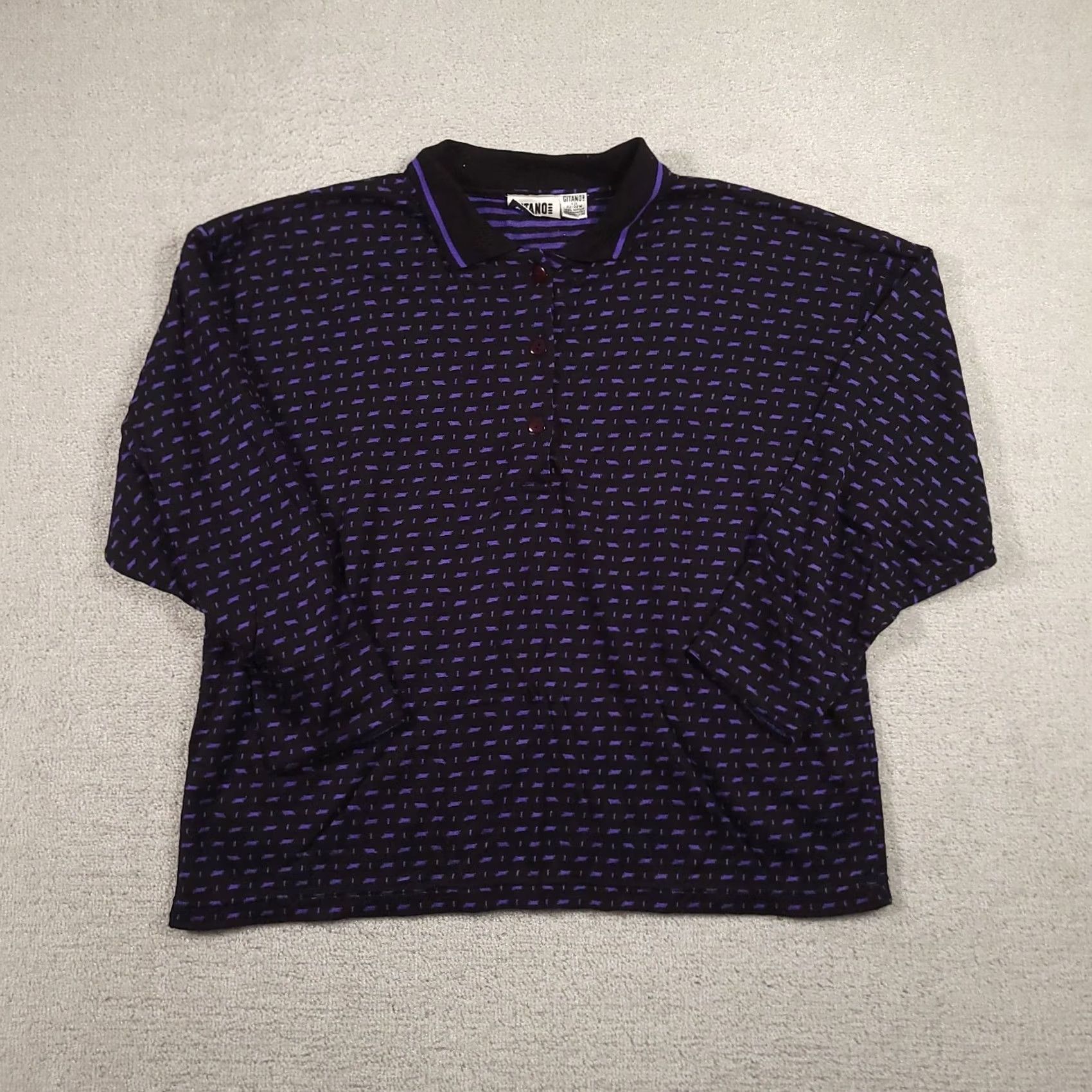 Vintage VINTAGE Gitano Sweater Womens 22W 42 Blue Black Knit Stripe Dot Dash Polo Sweater Size 3XL / US 20-22 - 2 Thumbnail