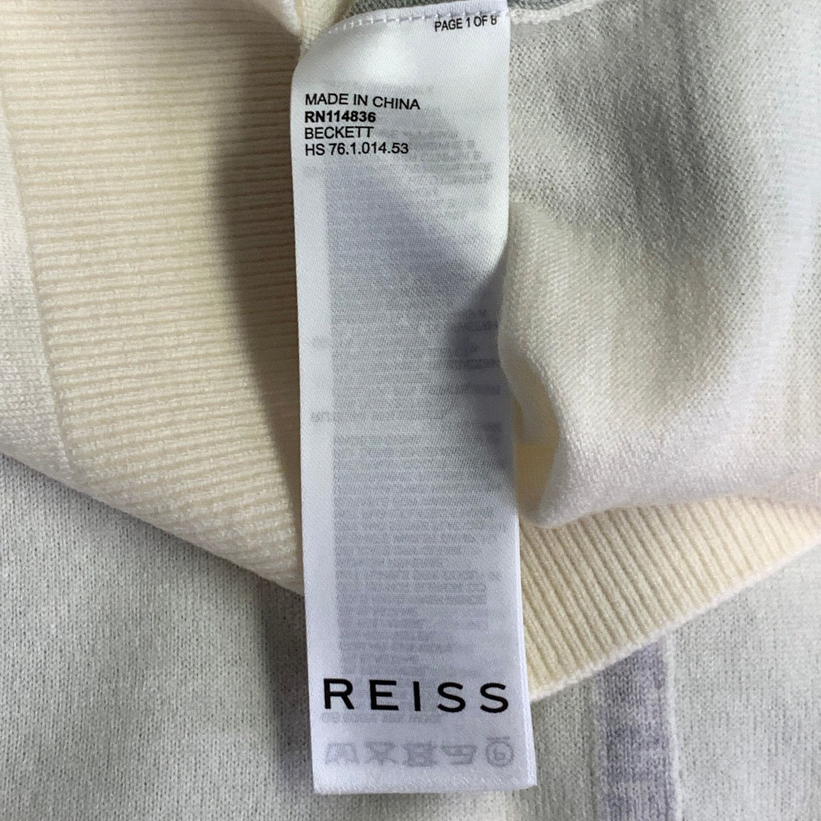 Reiss REISS Beckett Cream Sage Color Block Wool Jersey Zip Up Polo Size US S / EU 44-46 / 1 - 5 Thumbnail