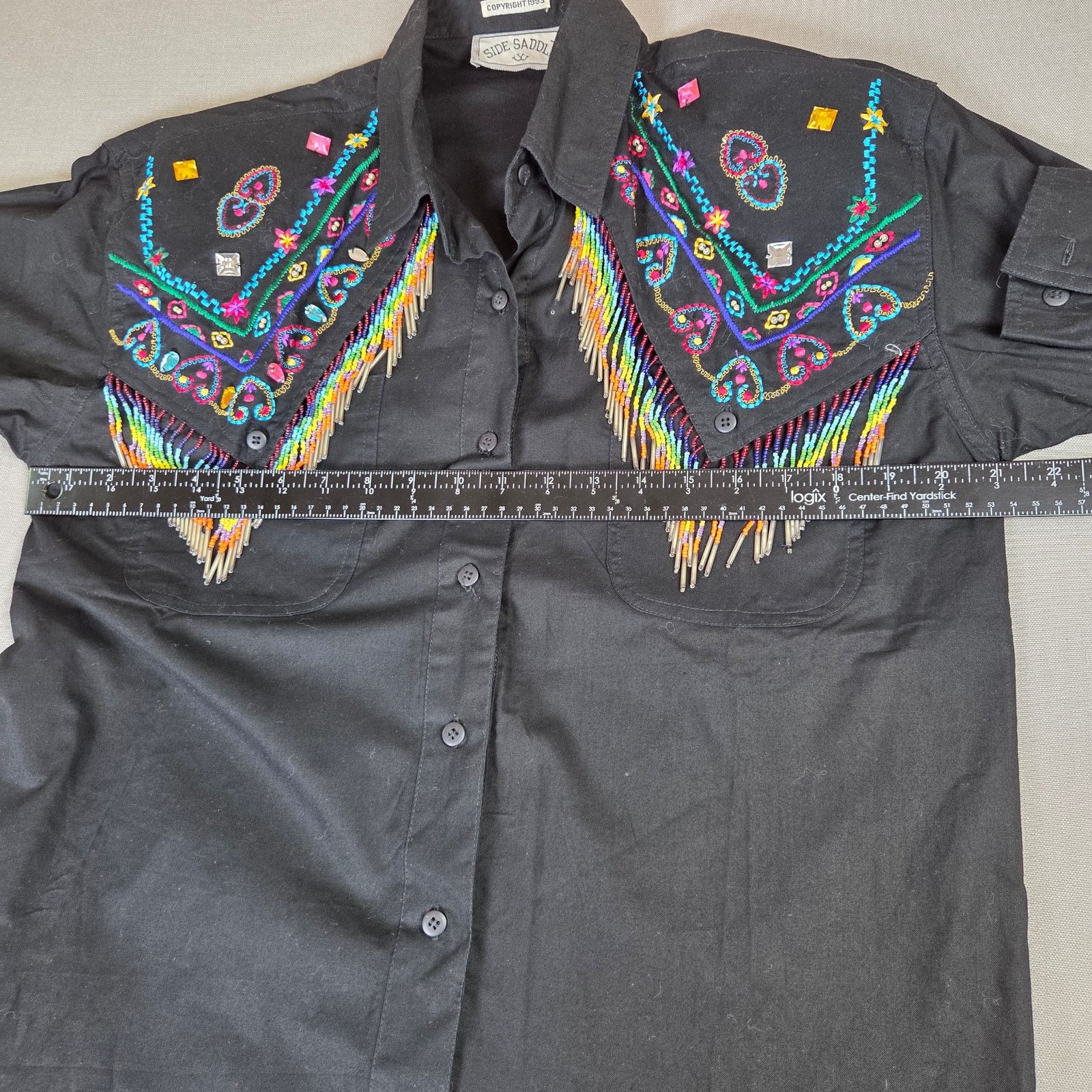 Vintage Side Saddle 1993 Beaded Western Fringe Shirt Size M / US 6-8 / IT 42-44 - 15 Thumbnail