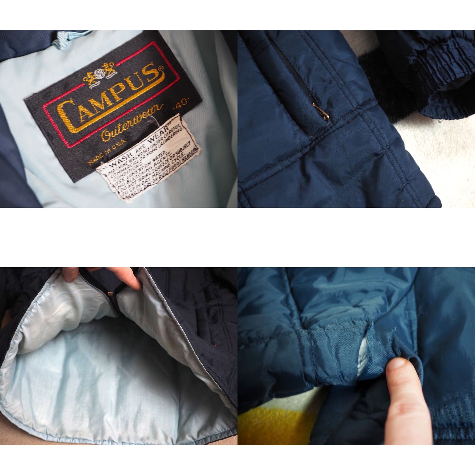 Vintage VINTAGE Campus Navy Blue Full Zip Puffer Jacket Mens M 60s Nylon Casual Size US M / EU 48-50 / 2 - 8 Thumbnail
