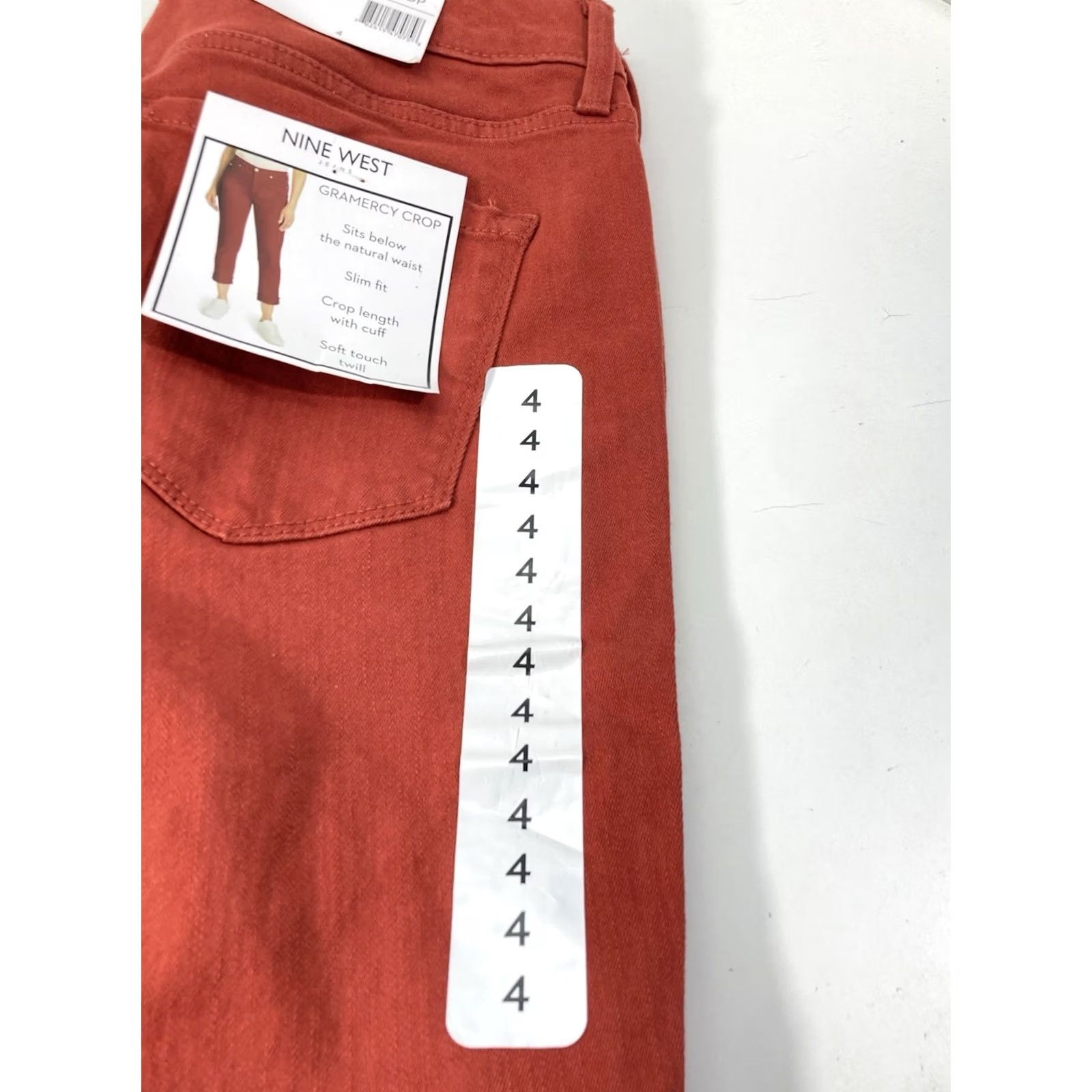 Nine West Nine West Gramercy Crop Jeans Women 4 28X27 Red Denim Stretch Slim NWT Size 27" / US 4 / IT 40 - 4 Thumbnail