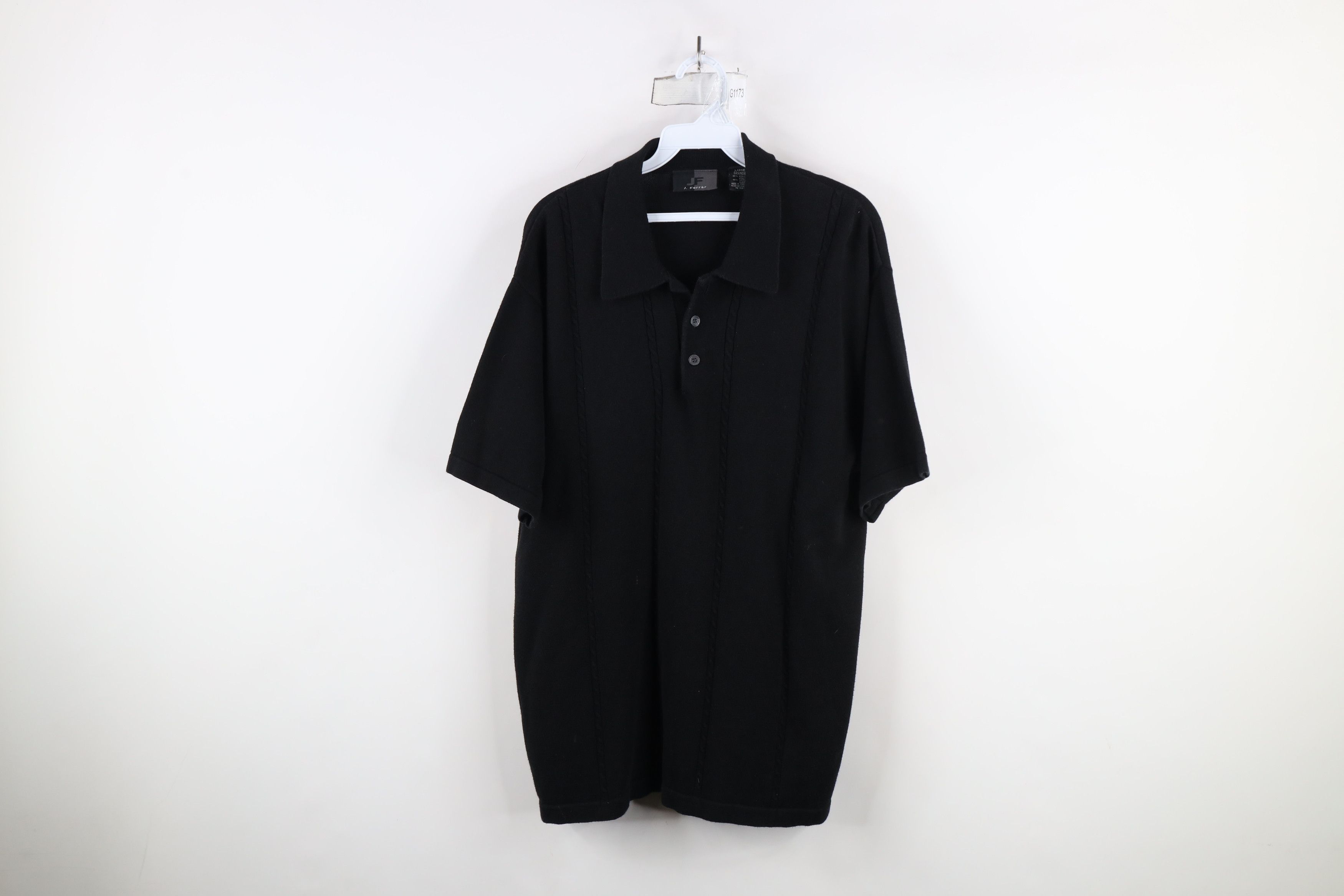 Vintage Vintage 90s Streetwear Cable Knit Collared Polo Shirt Black Size US L / EU 52-54 / 3 - 1 Thumbnail