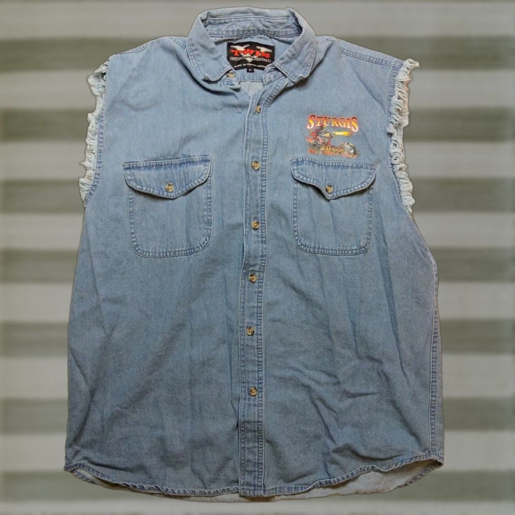 Denime Vintage Biker Vest Denim vest Blue 2009 Large Mens Shirt Jacket? Size US L / EU 52-54 / 3 - 1 Thumbnail