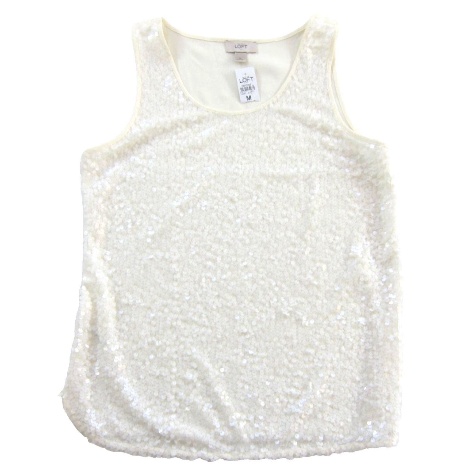 Ann Taylor NWT Ann Taylor Loft Ivory Sparkly Sequin Tank Blouse Women Size Medium Size M / US 6-8 / IT 42-44 - 2 Thumbnail