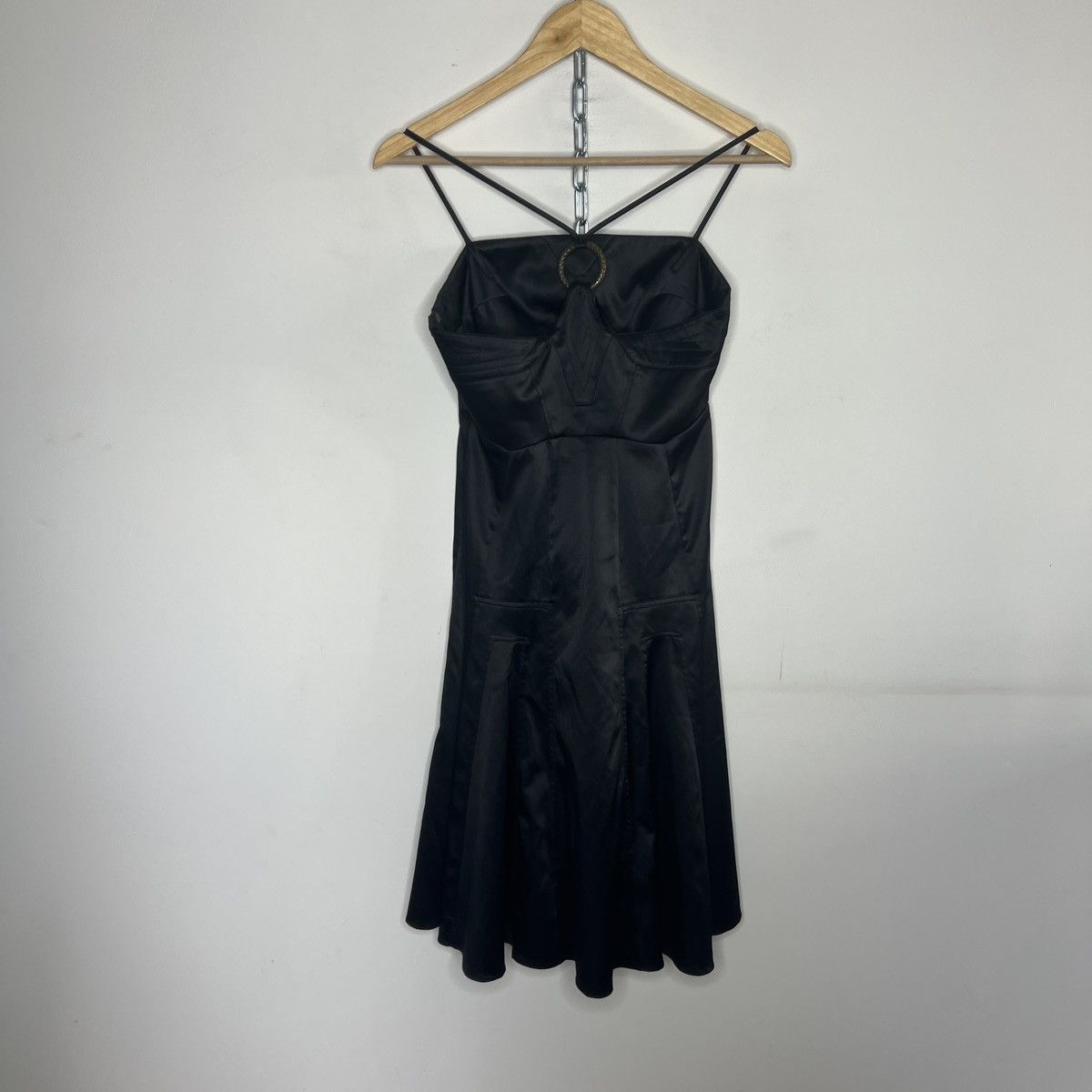 Just Cavalli Just Cavalli Black Satin Mini Dress (S) Coquette Y2k Size S / US 4 / IT 40 - 7 Thumbnail