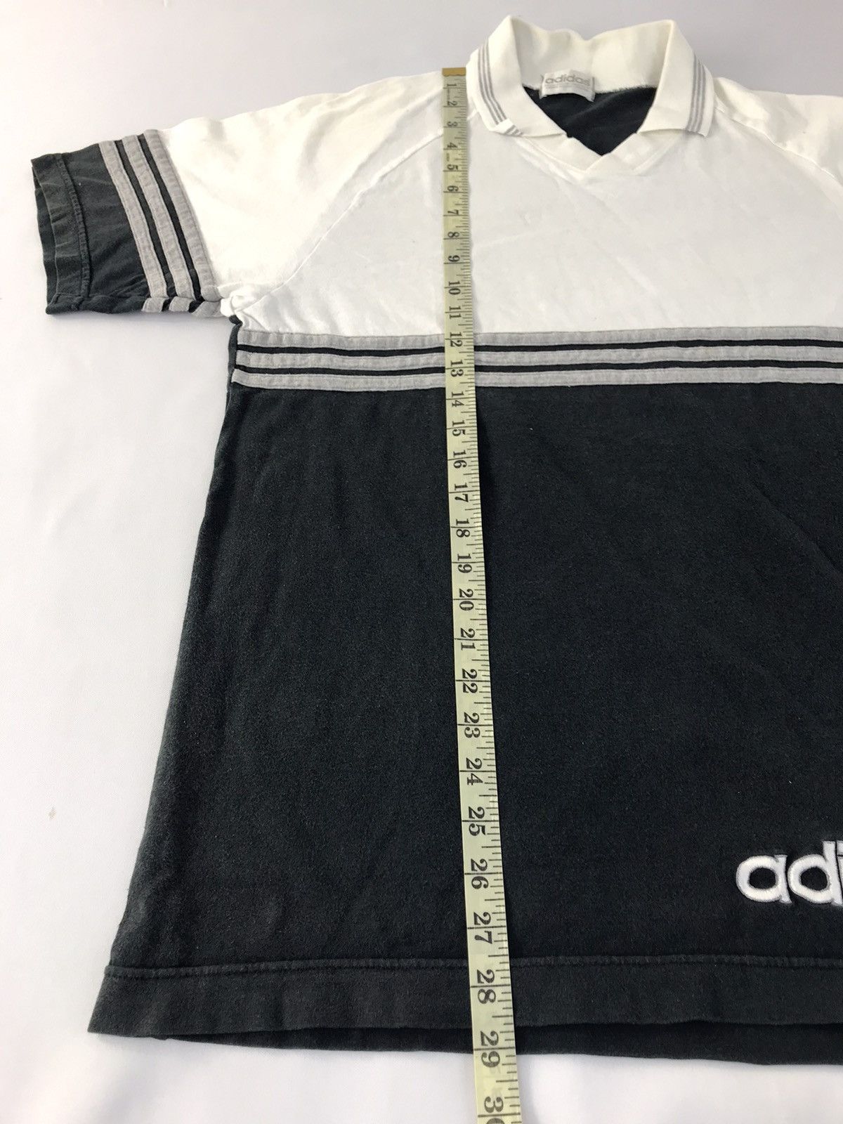 Adidas 90s Adidas Sportswear V Neck Striped Ringer Printed Tee Size US M / EU 48-50 / 2 - 11 Thumbnail