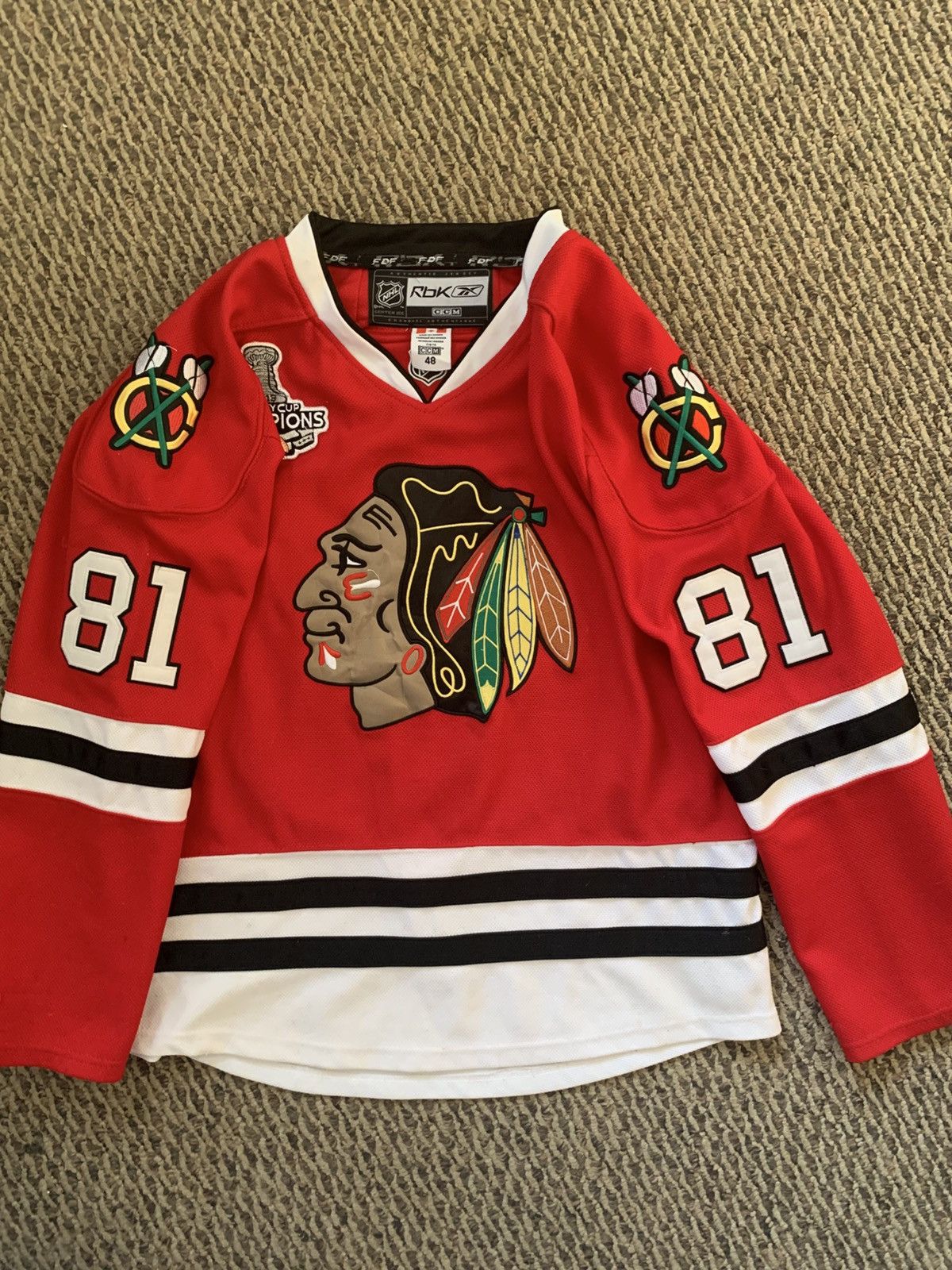 Ccm 2013 Stanley Cup Champions Chicago Blackhawks #81 Hossa Size US M / EU 48-50 / 2 - 7 Thumbnail