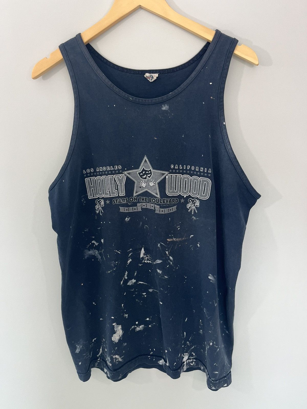 Vintage Thrashed Hollywood California Distressed Tank Top Size US L / EU 52-54 / 3 - 1 Thumbnail