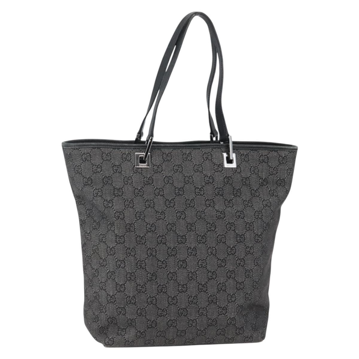 Gucci GUCCI GG Canvas Tote Bag Black Silver Size ONE SIZE - 1 Thumbnail