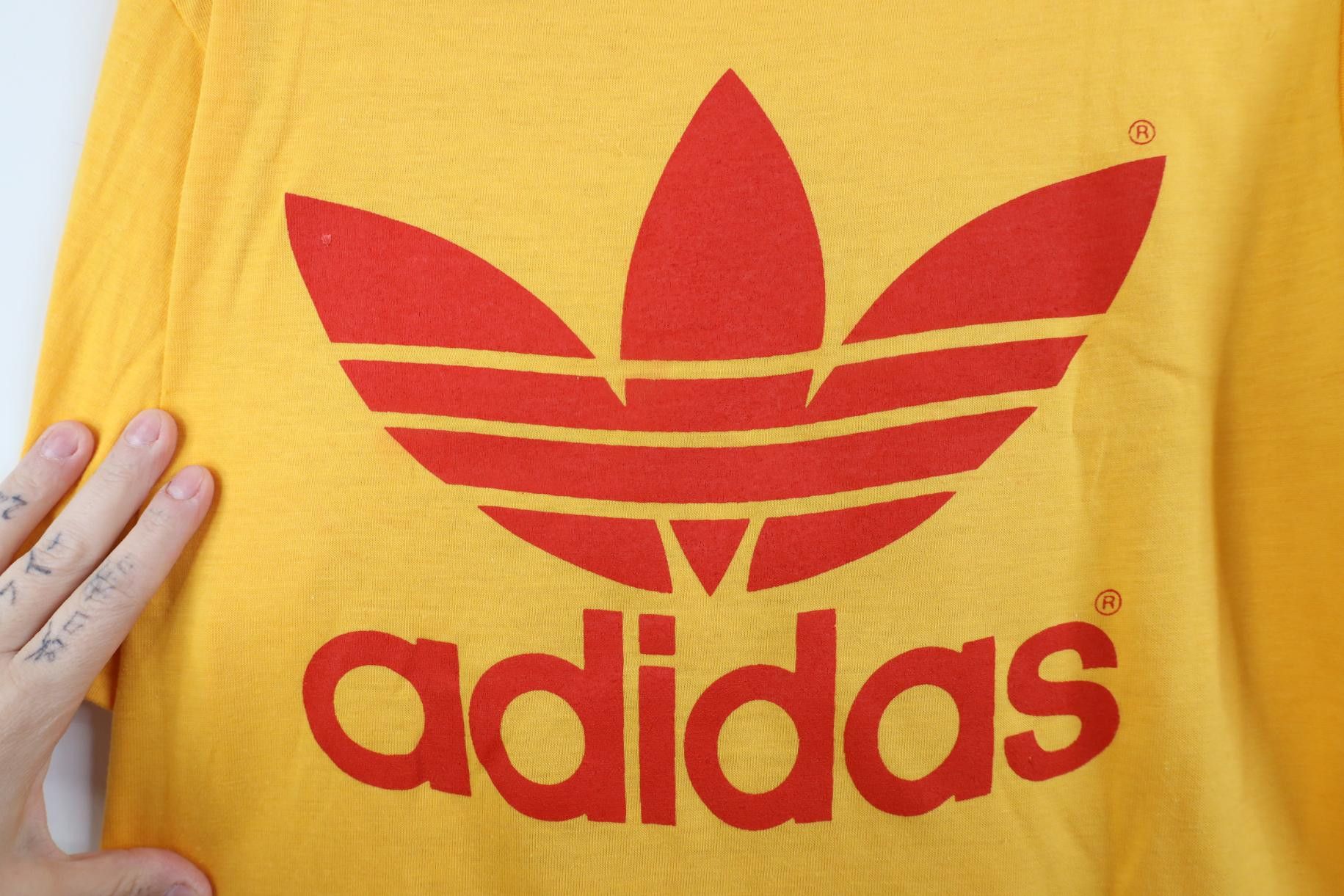 Adidas Deadstock Vintage 80s Adidas Trefoil Big Logo T-Shirt USA Size US S / EU 44-46 / 1 - 9 Thumbnail