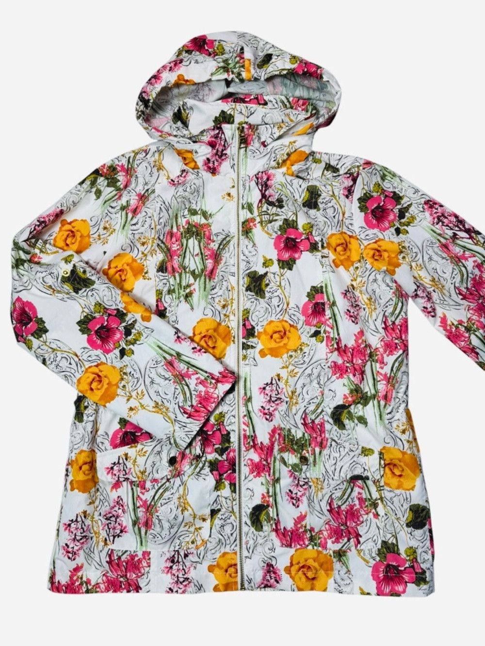 Style & Co Style & Co Floral Hooded Rain Jacket Size S Size S / US 4 / IT 40 - 3 Thumbnail