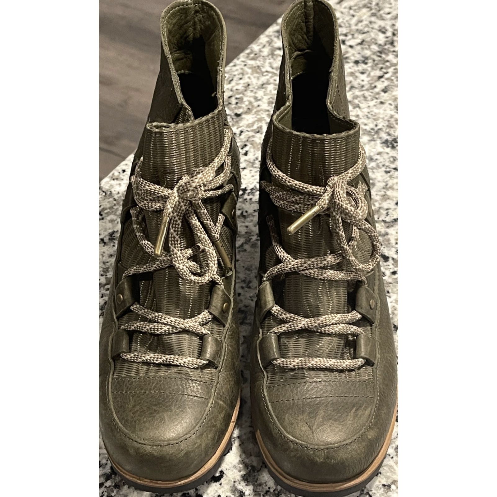 SOREL Sorel Boots Green Hidden Wedge NL2628-383, Size 8.5, Leather, Bootie, Women, US 8.5, UK 6.5 Size US 6.5 / IT 36.5 - 6 Thumbnail