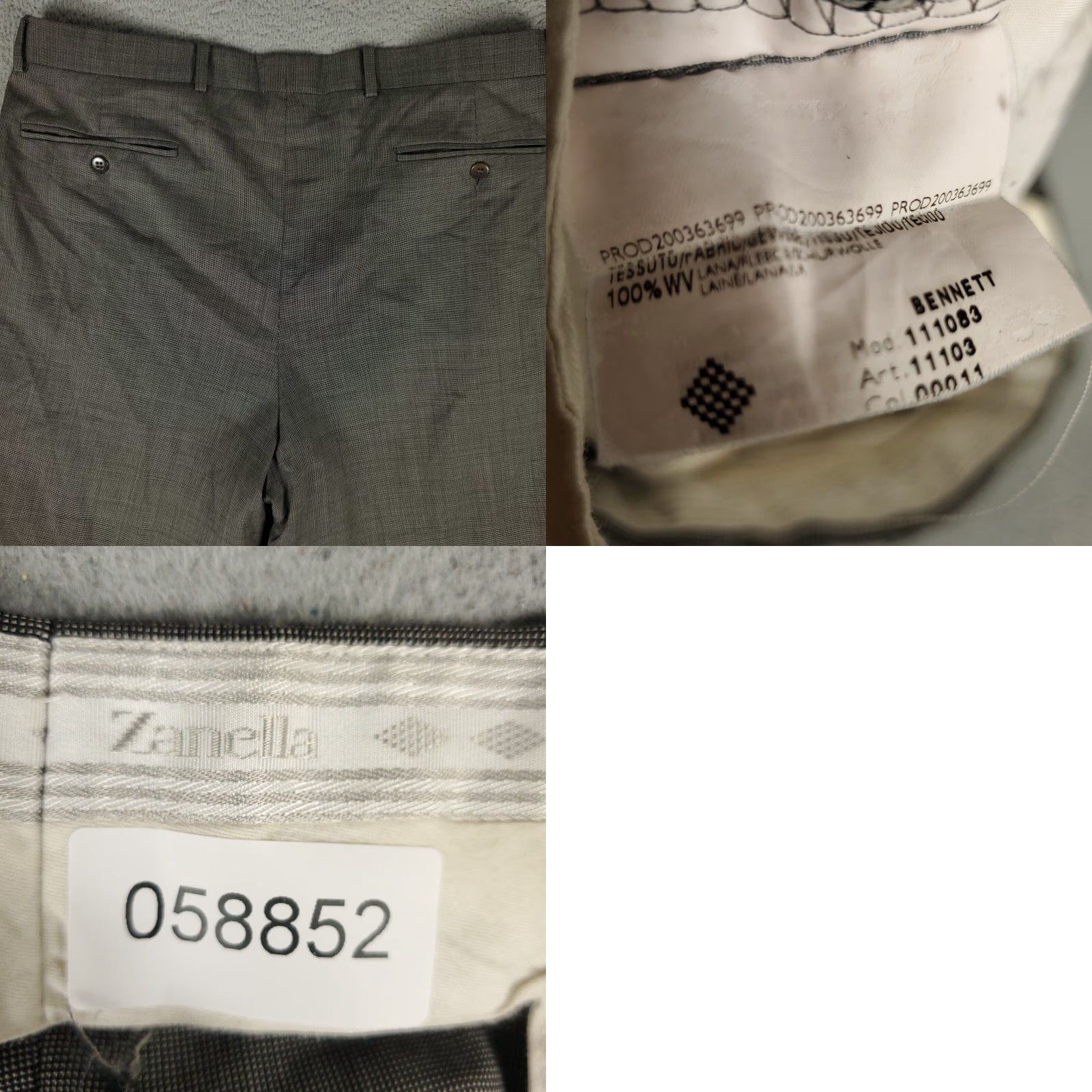 Zanella Zanella Gray Wool Pleated Chino Pants 35x28 Regular Fit Mens Size US 35 - 8 Thumbnail
