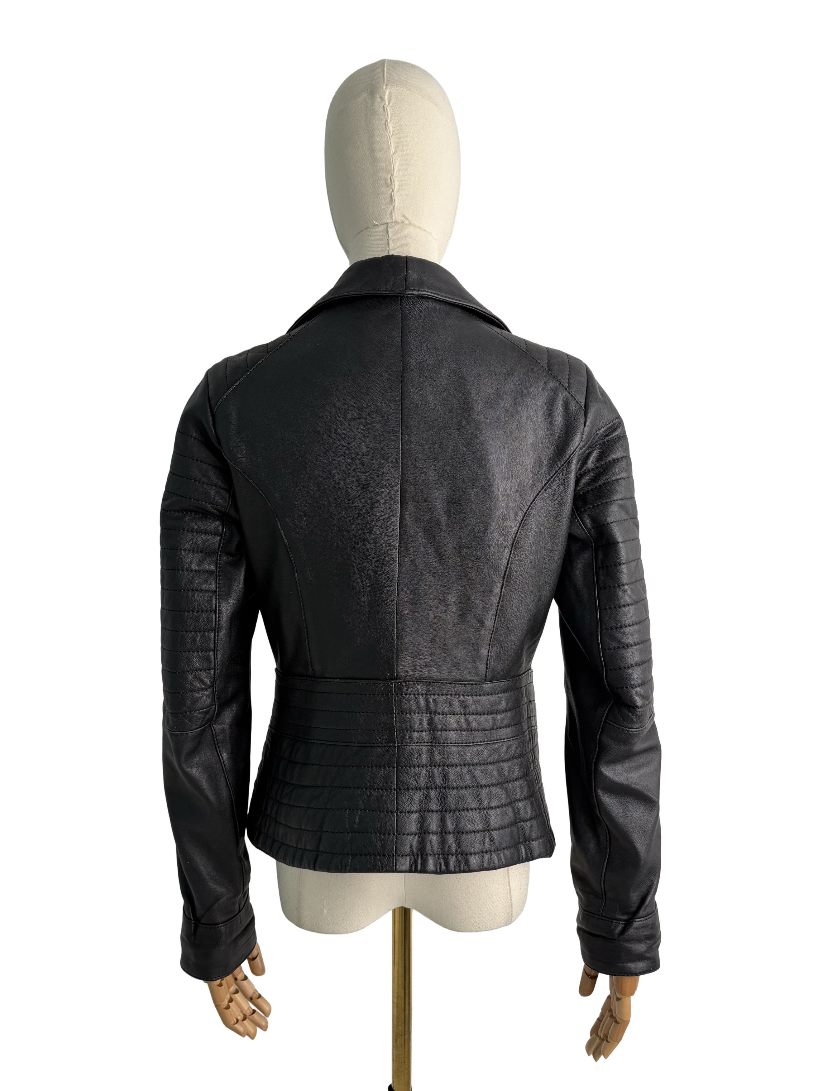 Vintage Vintage Leather Biker Jacket Moto Zip Quilted Slim Fit Coat Size S / US 4 / IT 40 - 4 Thumbnail