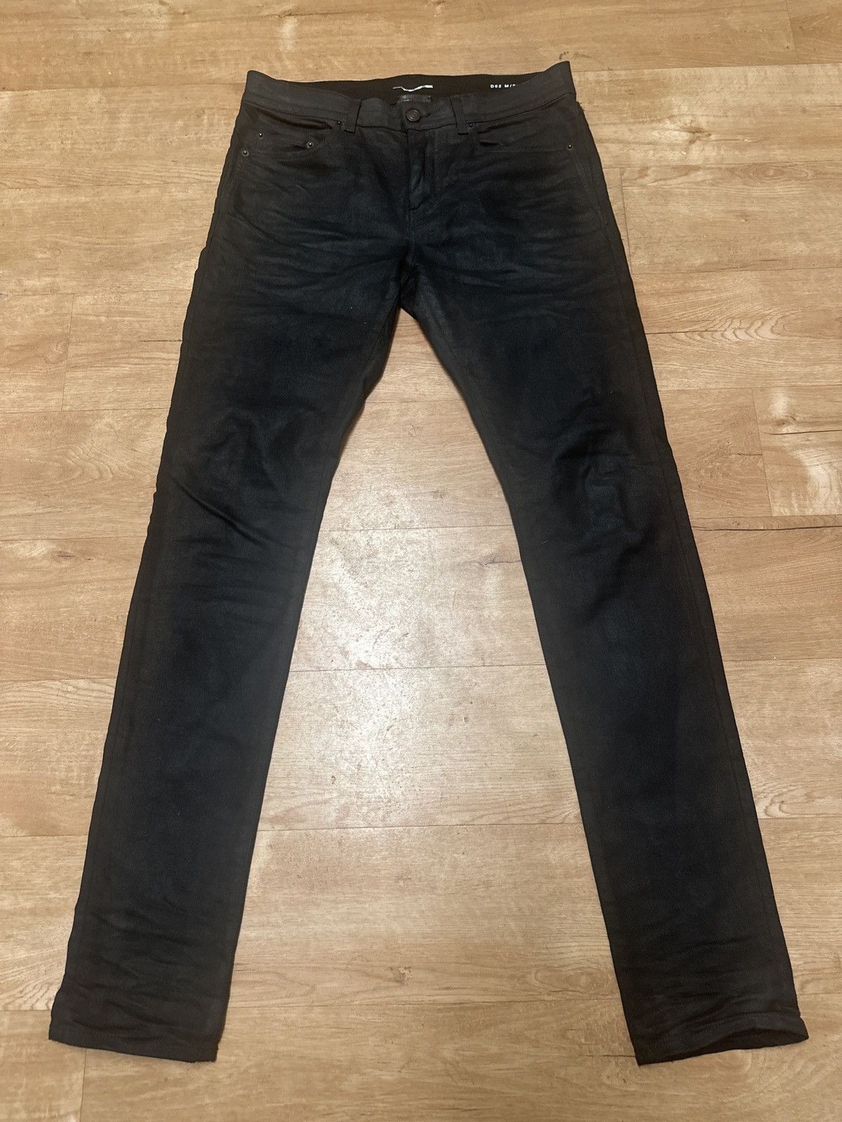 Hedi Slimane Black Waxed Saint Laurent Jeans | Grailed