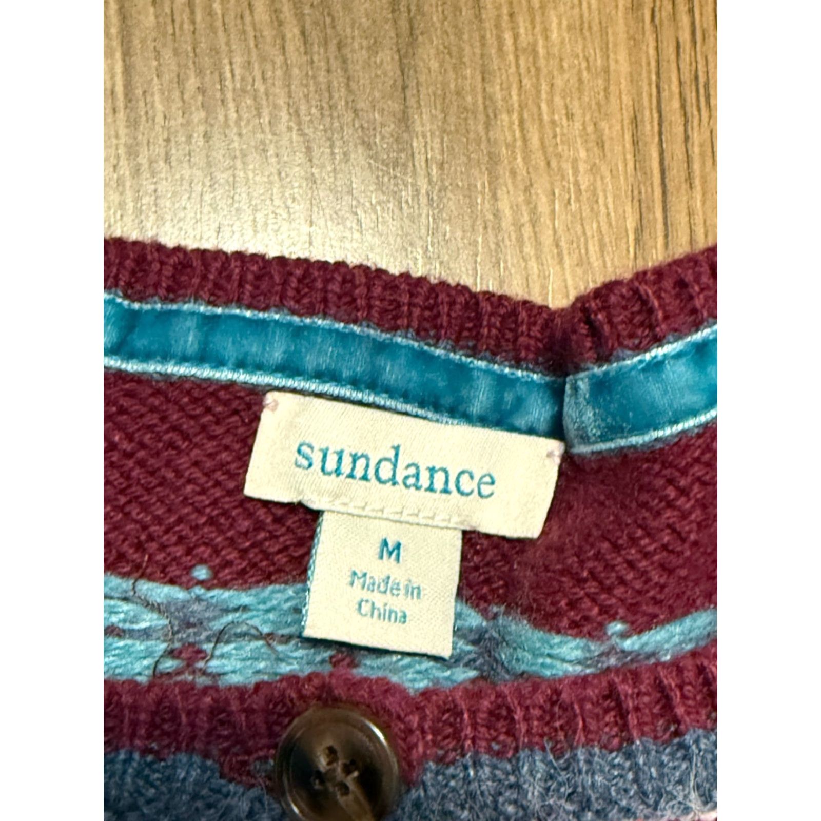 Vintage Sundance Sweater Women's Medium Red Blue White Fair Isle 1/4 Buttons Pullover Knit Long Sleeve Size M / US 6-8 / IT 42-44 - 6 Thumbnail