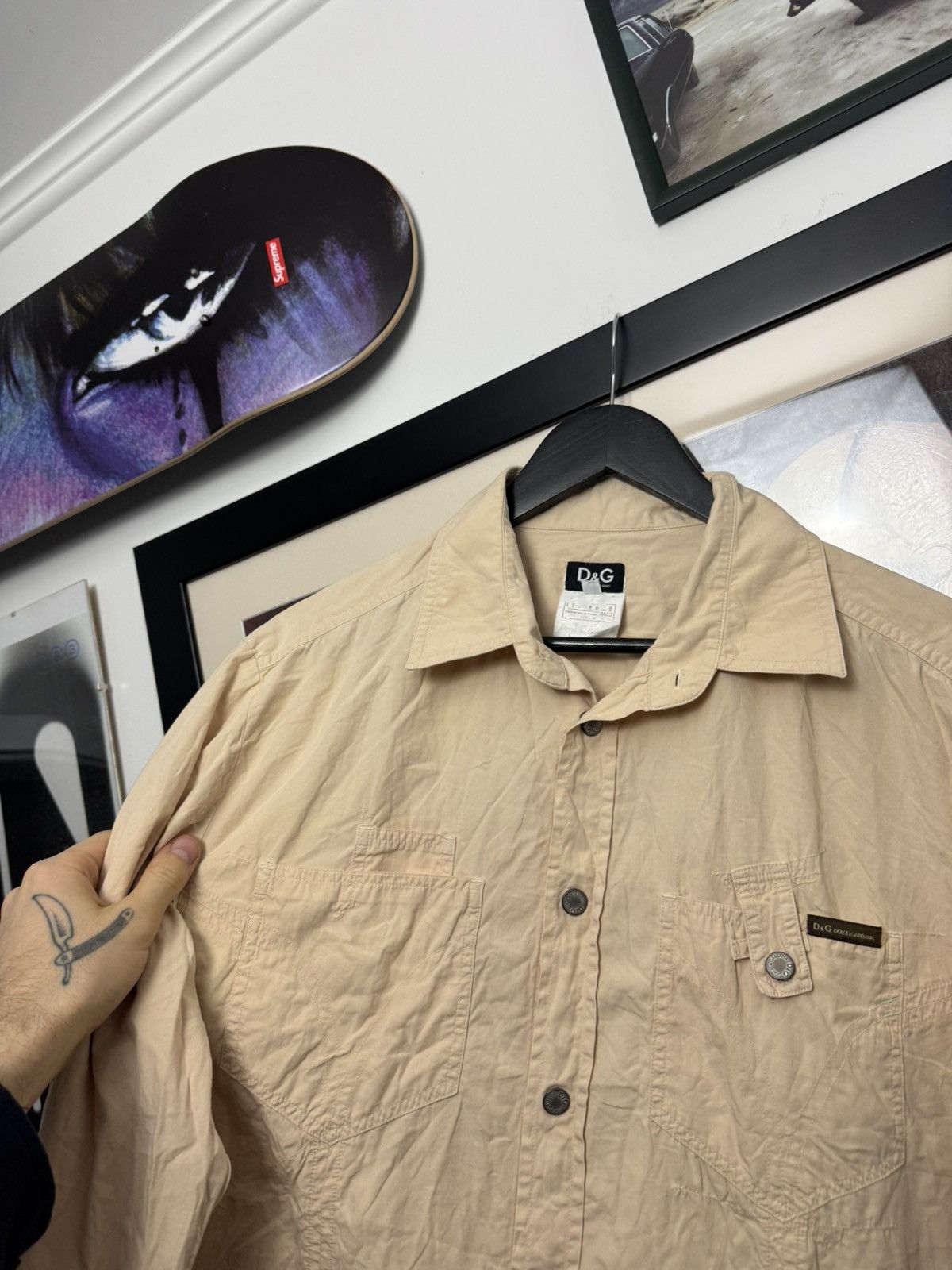 Dolce & Gabbana Dolce&Gabbana D&G Archive Y2k Multipocket Shirt Beige Cargo Size US L / EU 52-54 / 3 - 3 Thumbnail