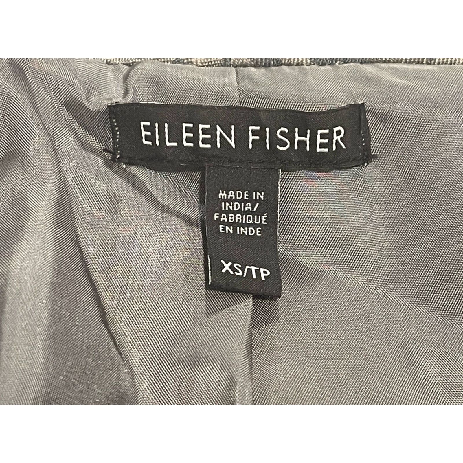 Eileen Fisher Eileen Fisher Jacquard Jacket Womens XS Silk Blazer Open Front Gray Geometric Shoulder Pads Casual Fall Winter Dressy Women's Jacket Size XS / US 0-2 / IT 36-38 - 3 Thumbnail