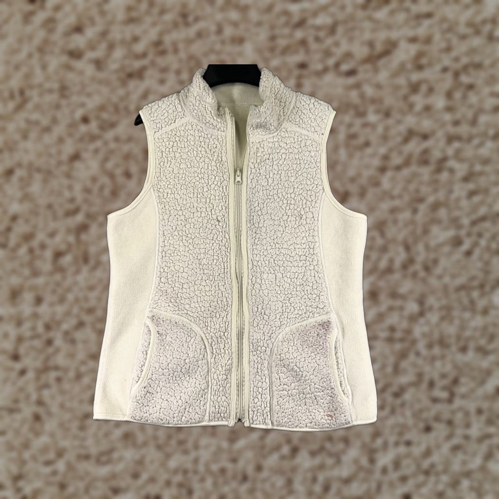 Van Heusen Van Heusen Vest Womens Large White Polyester Fleece Full Zip Pockets Mock Neck Size L / US 10 / IT 46 - 1 Thumbnail