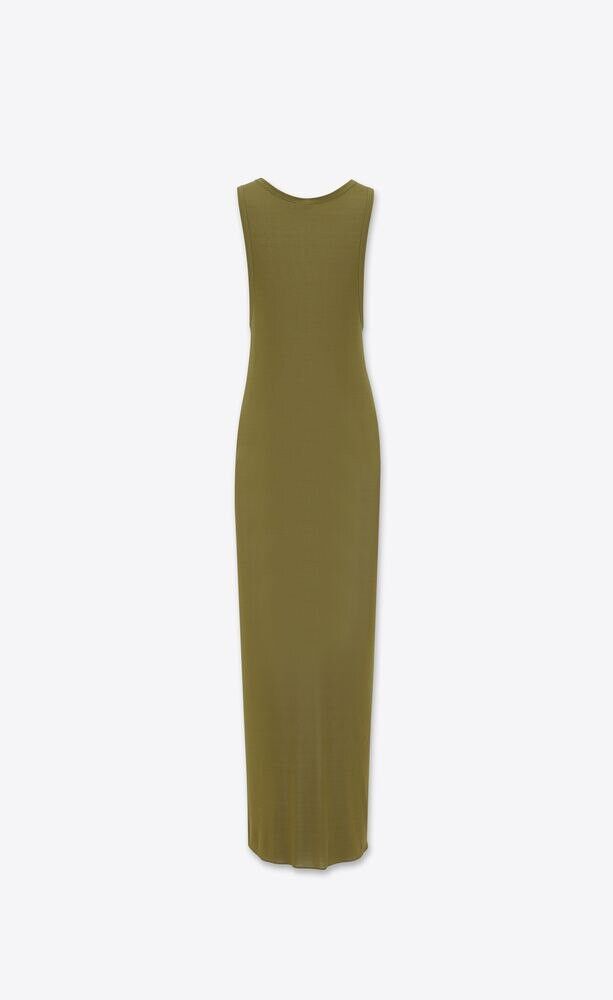 Saint Laurent Paris o1tp1o1224 Long Dress In Jersey in Khaki Size M / US 6-8 / IT 42-44 - 2 Thumbnail