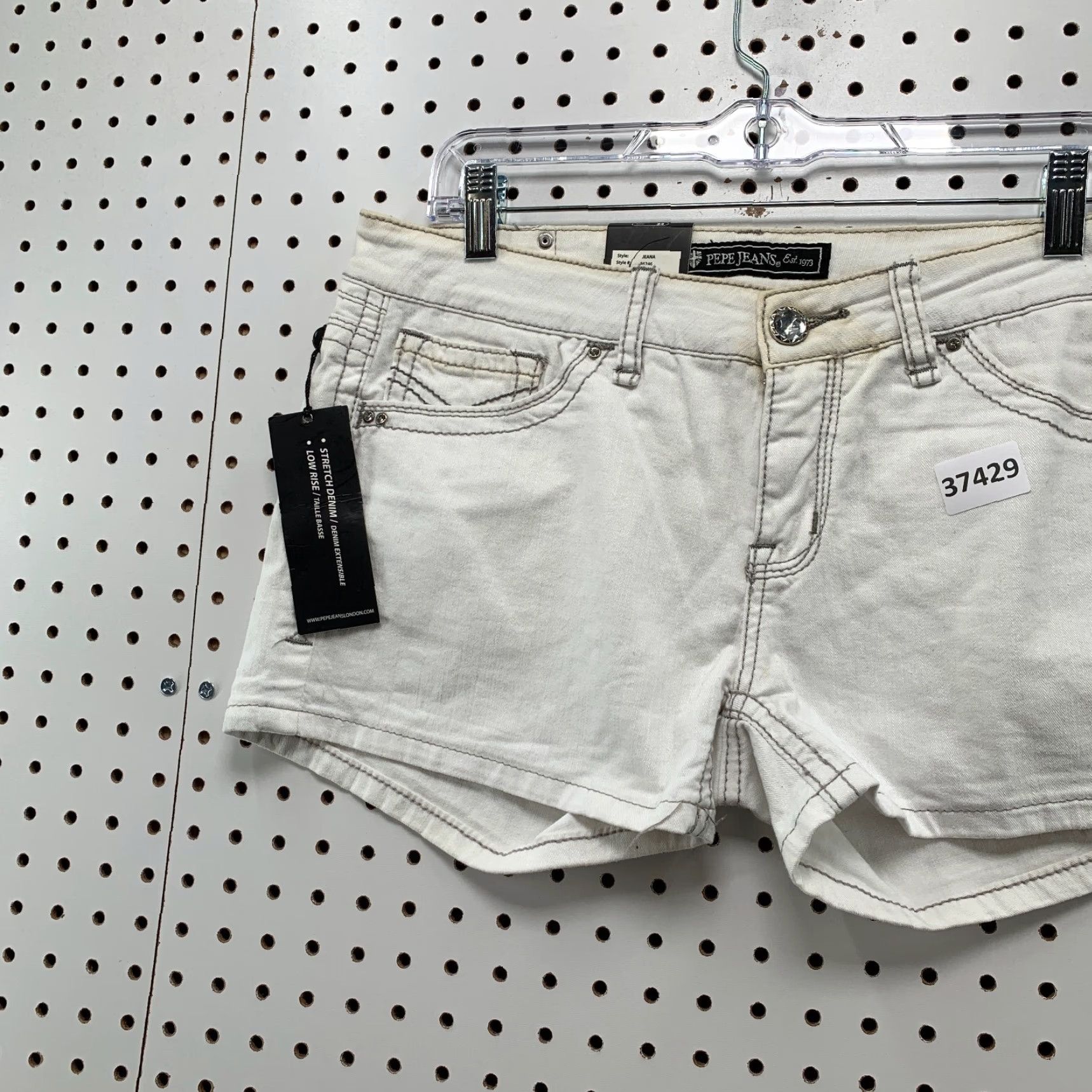 Pepe Jeans VINTAGE Pepe Jeans Denim Shorts Womens 34x3 White Embellished Pockets Y2K NEW Size 24" / US 00 / IT 34 - 3 Thumbnail