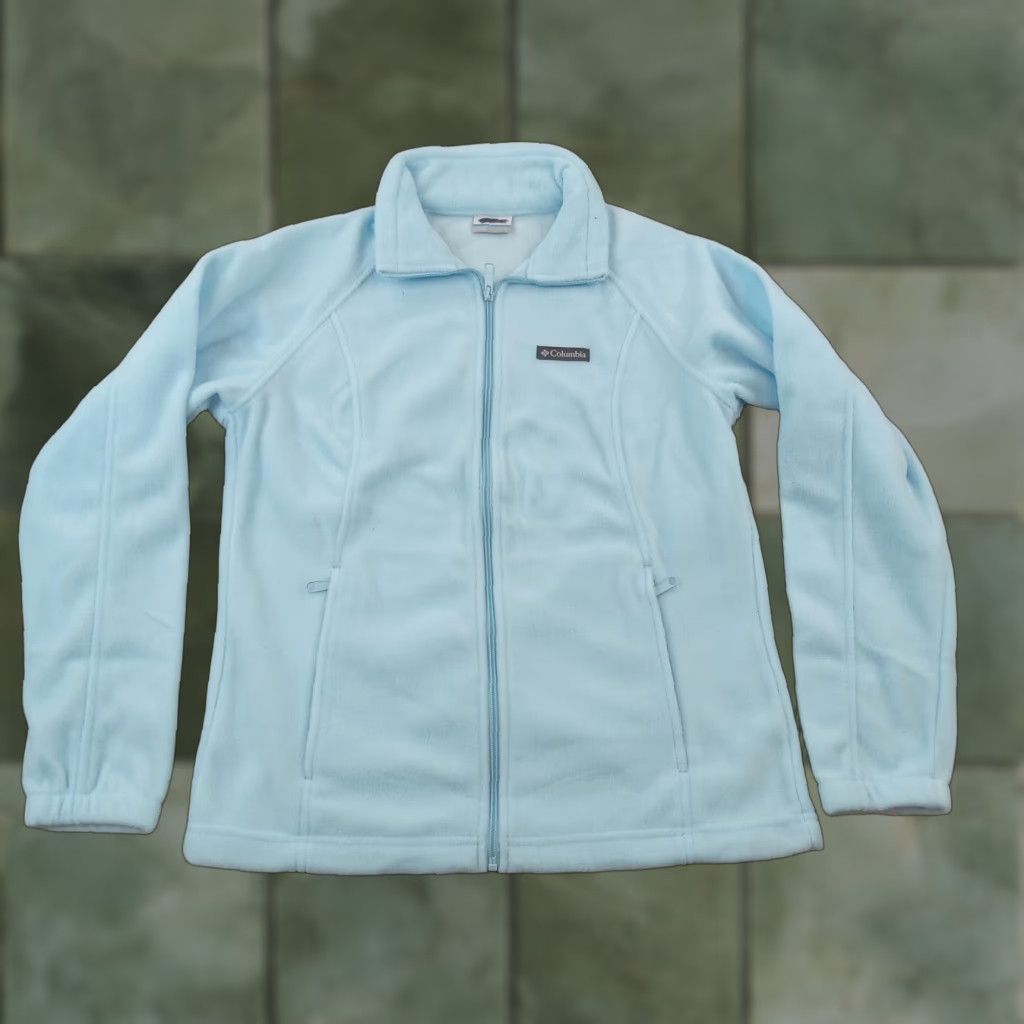 Vintage Columbia Jacket Womens Large Blue Full Zip Mock Neck Fleece Pockets Casual Size L / US 10 / IT 46 - 1 Thumbnail