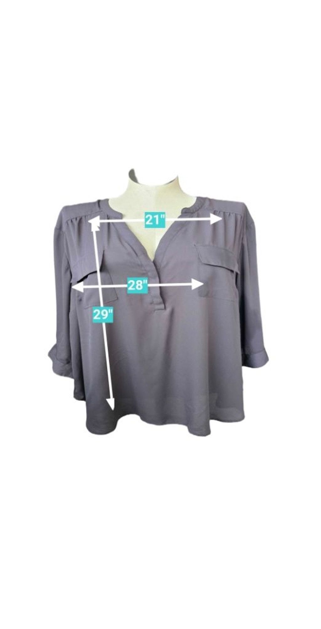 Torrid Women's TORRID Gray V-Neck Georgette Blouse Plus Size 4X Size 4XL / US 24-26 - 5 Thumbnail